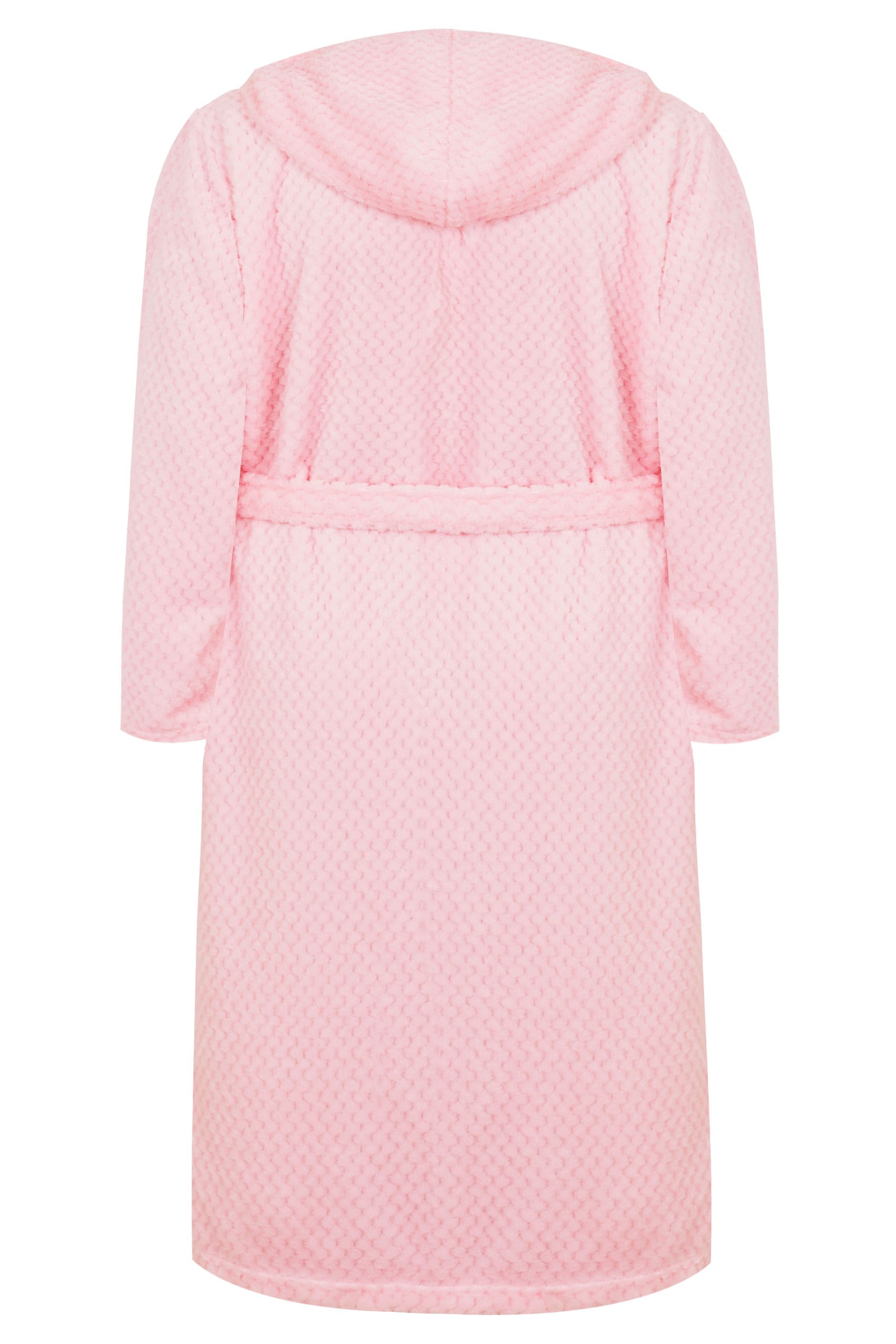 Pink Hooded Fleece Dressing Gown With Pockets, Plus size 16 to 36
