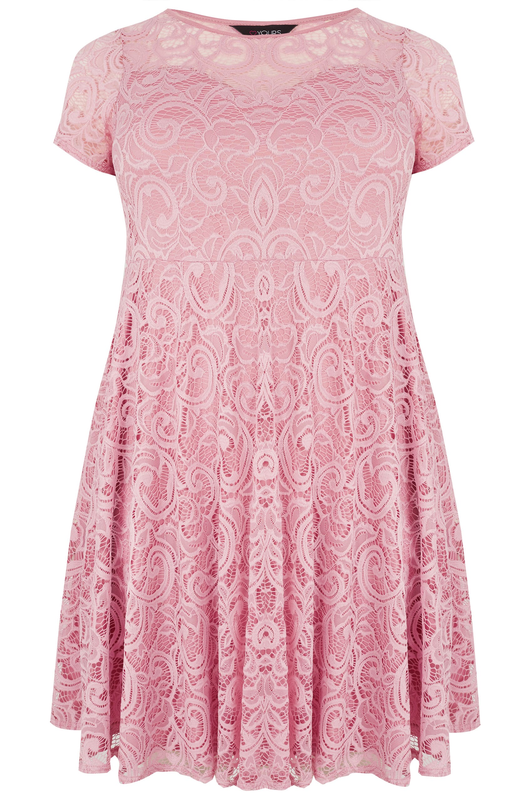 Pink Lace Skater Dress With Sweetheart Bust Plus Size 16 To 36 Yours Clothing 7613