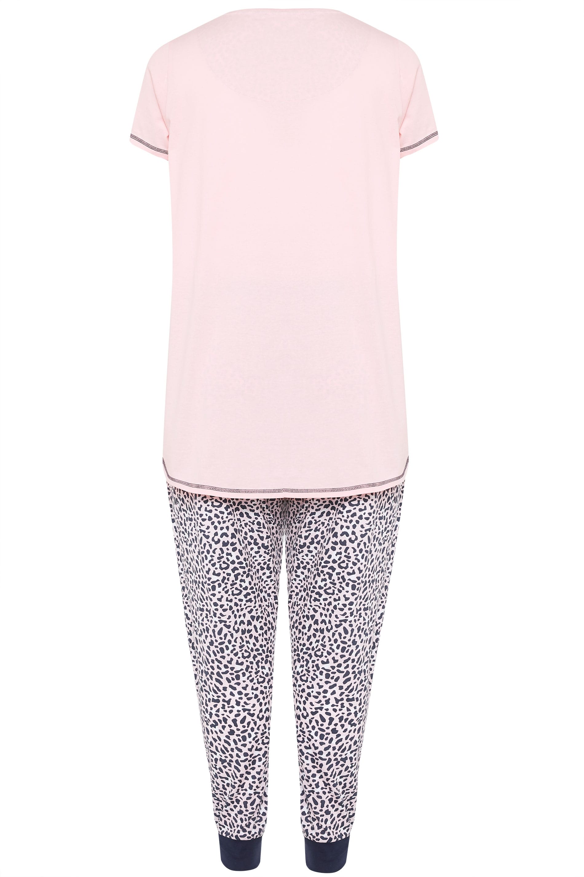 Pink Leopard Print Love Slogan Pyjama Set Yours Clothing