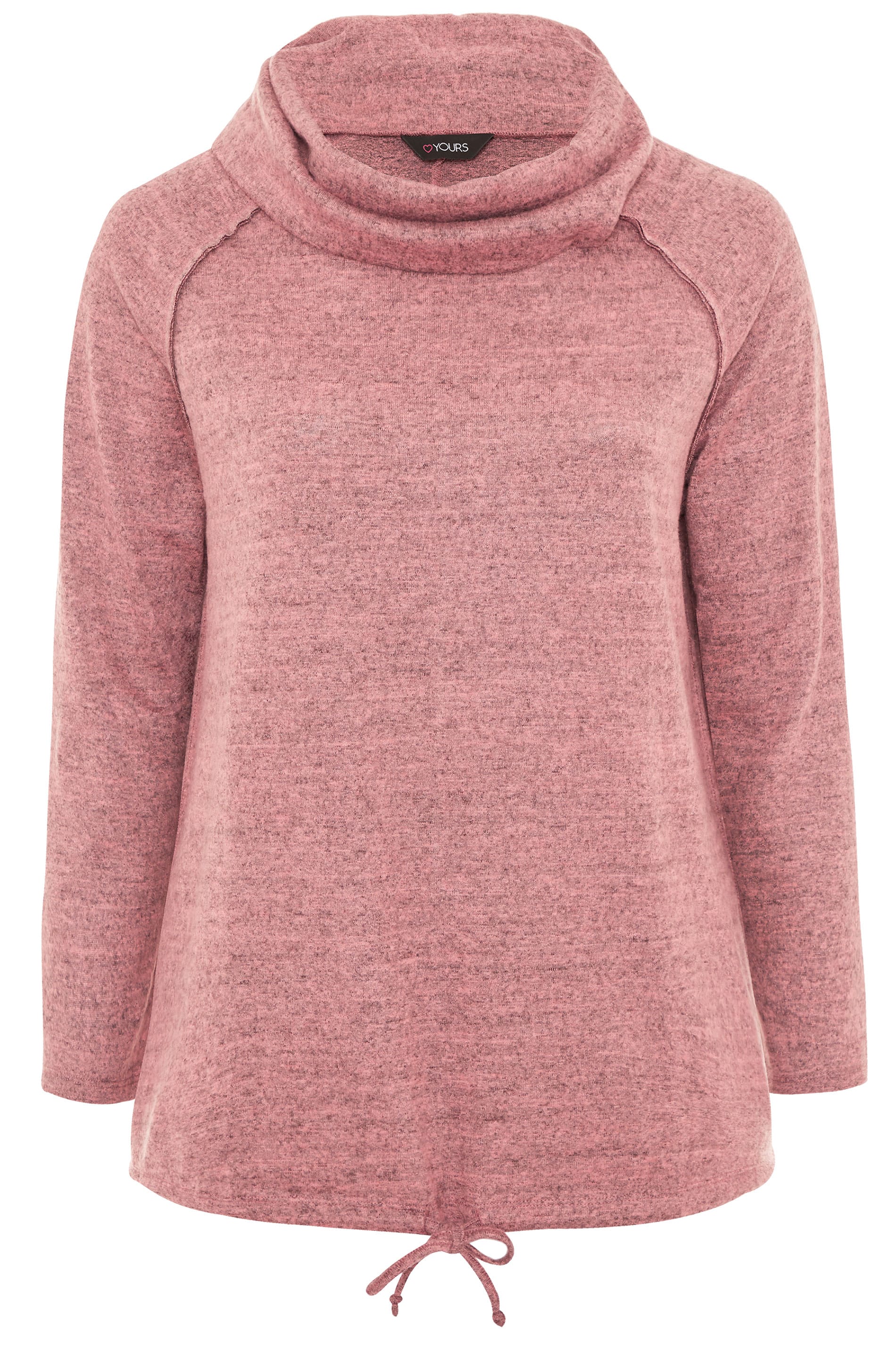 Pink Marl Cowl Neck Jumper | Yours Clothing