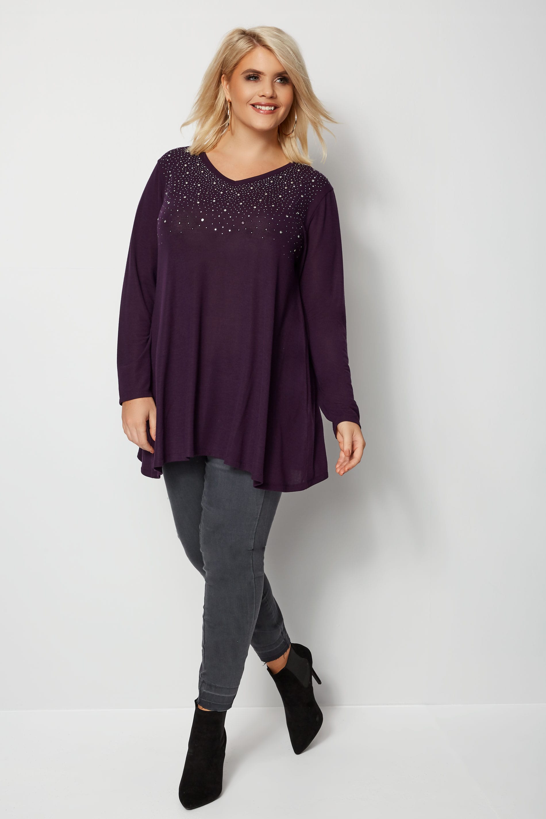 Purple Studded Swing Top, Plus size 16 to 36