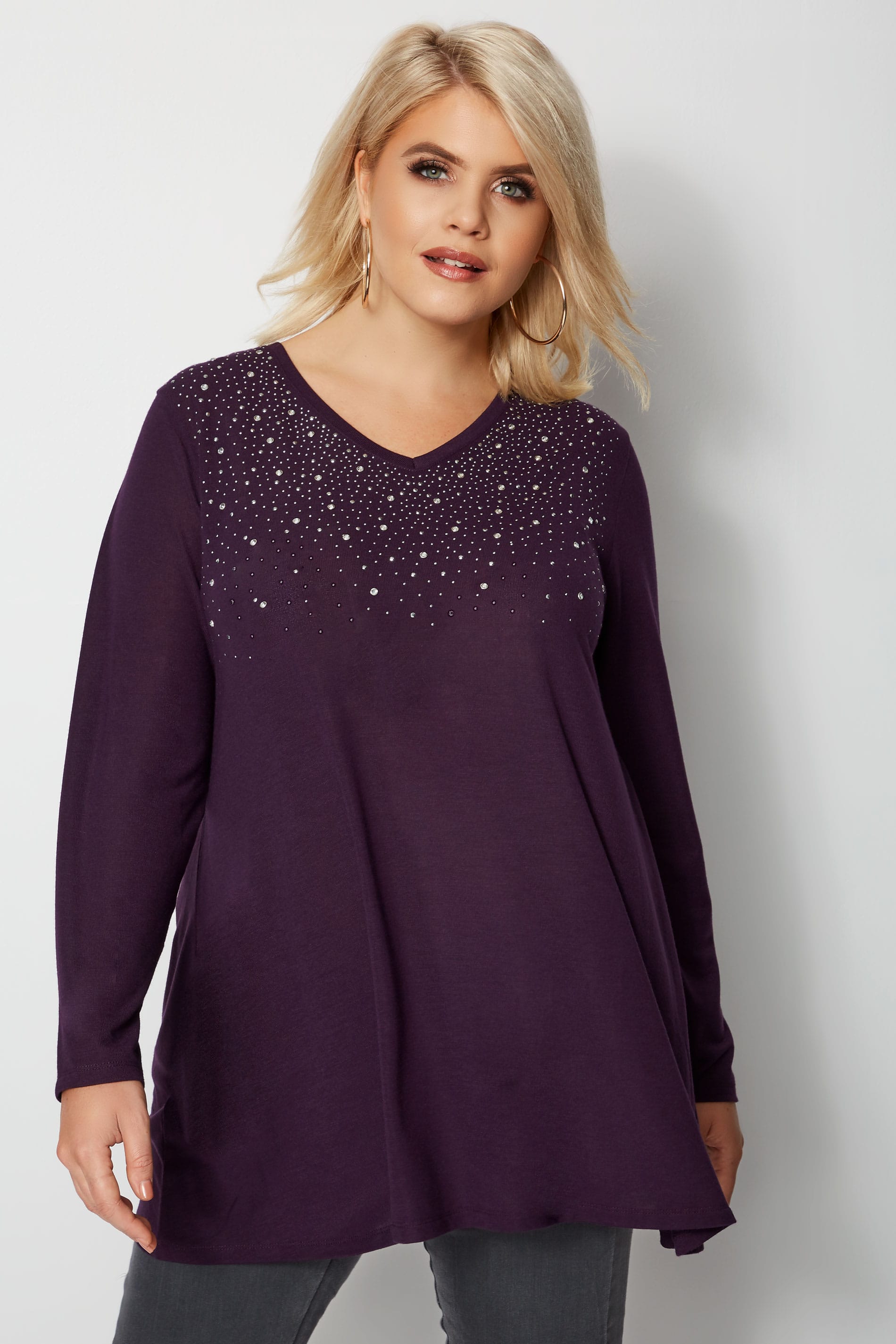 Purple Studded Swing Top, Plus size 16 to 36