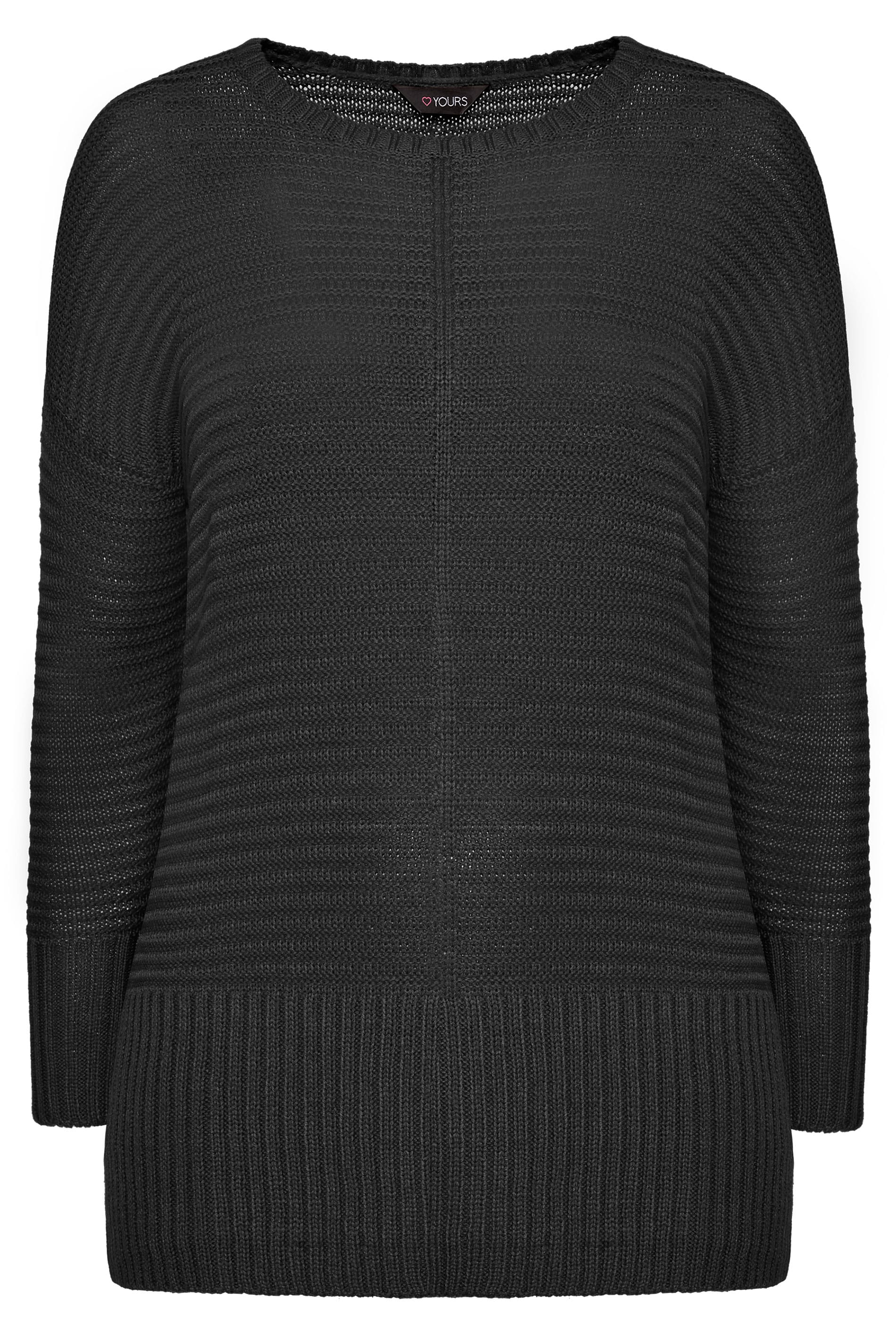 Black Ribbed Knitted Jumper | Sizes 16-36 | Yours Clothing