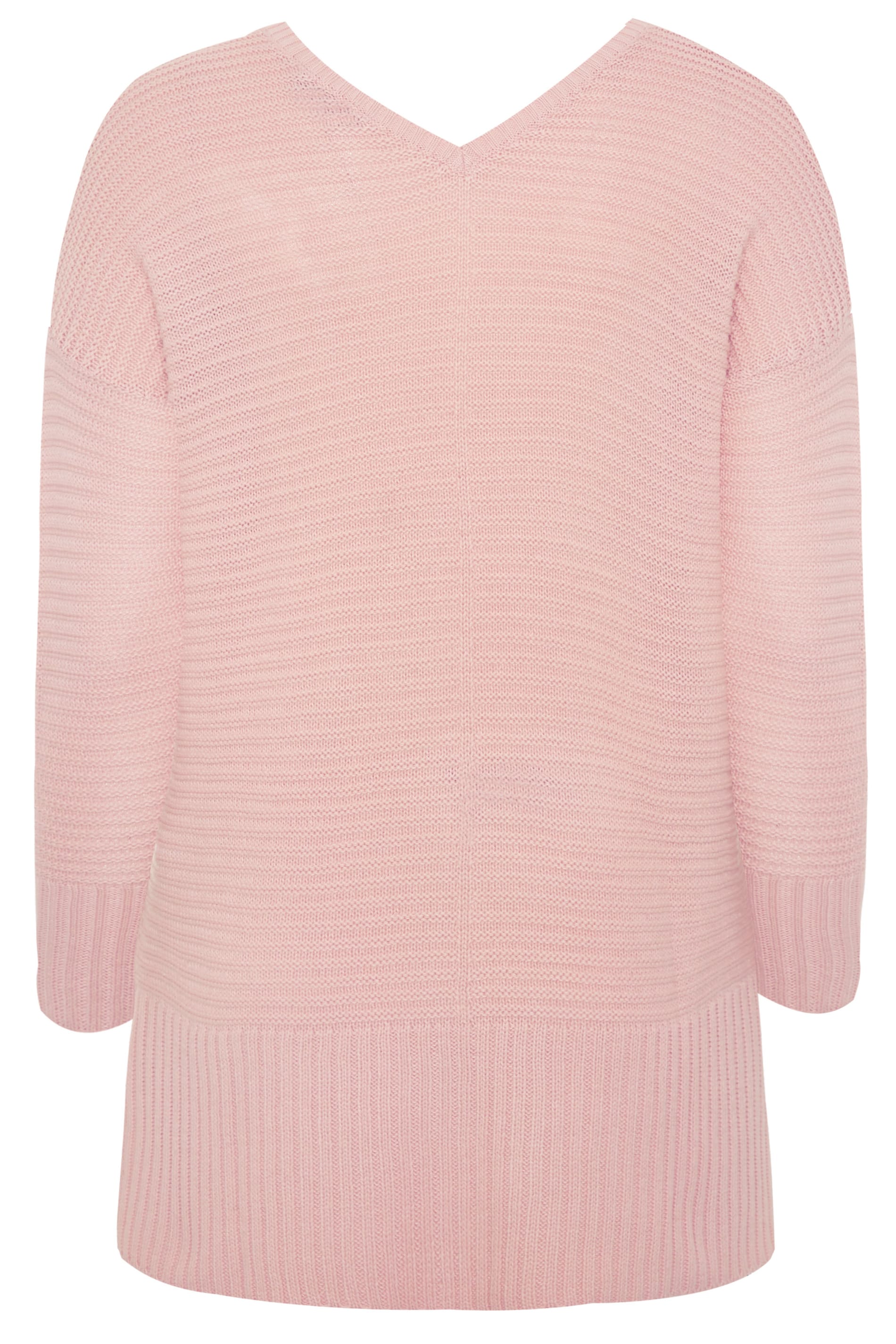 Light Pink Ribbed Longline Jumper | Yours Clothing