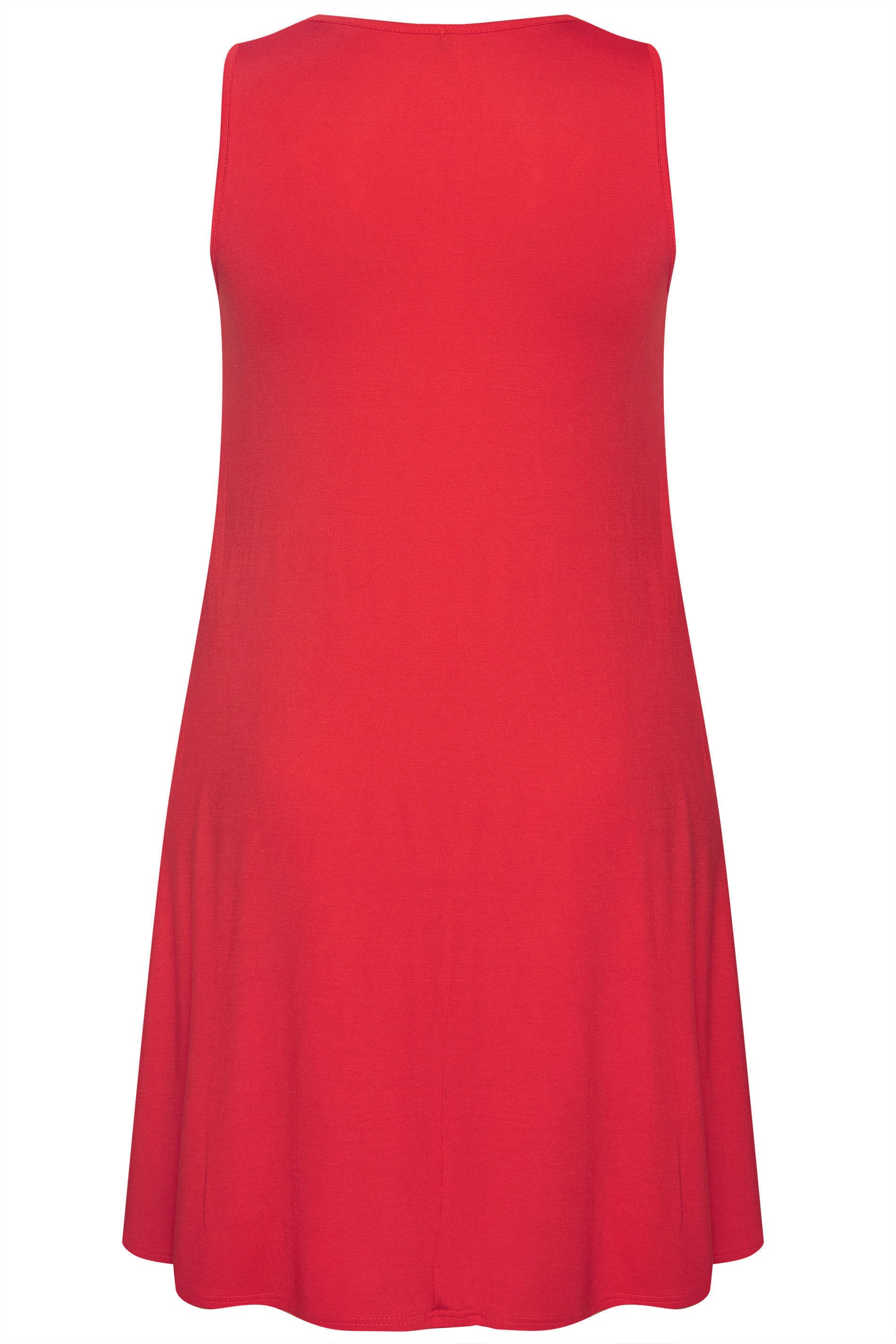 Red Sleeveless Drape Pocket Dress | Yours Clothing