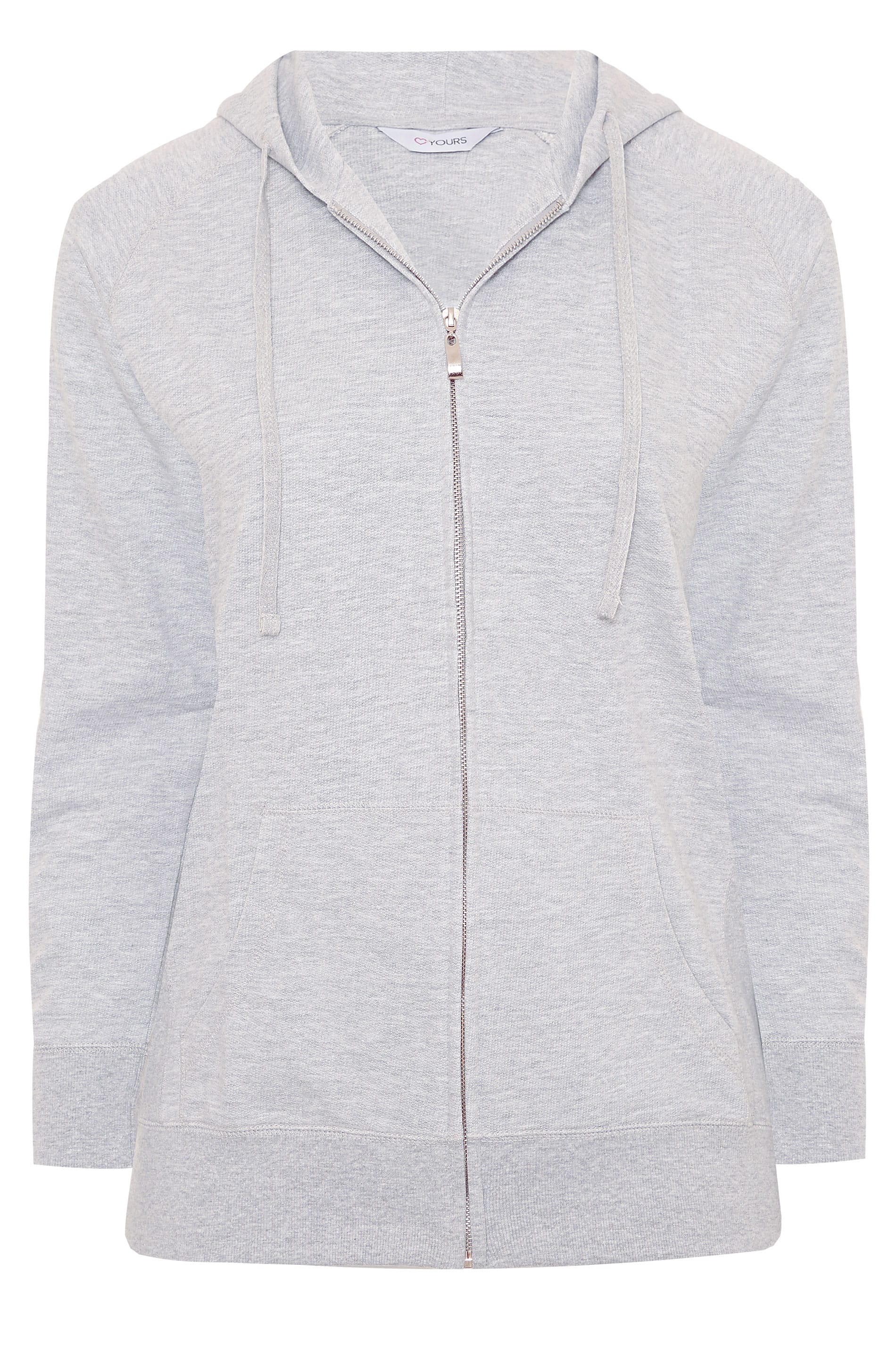 Grey Ribbed Zip Through Hoodie | Yours Clothing