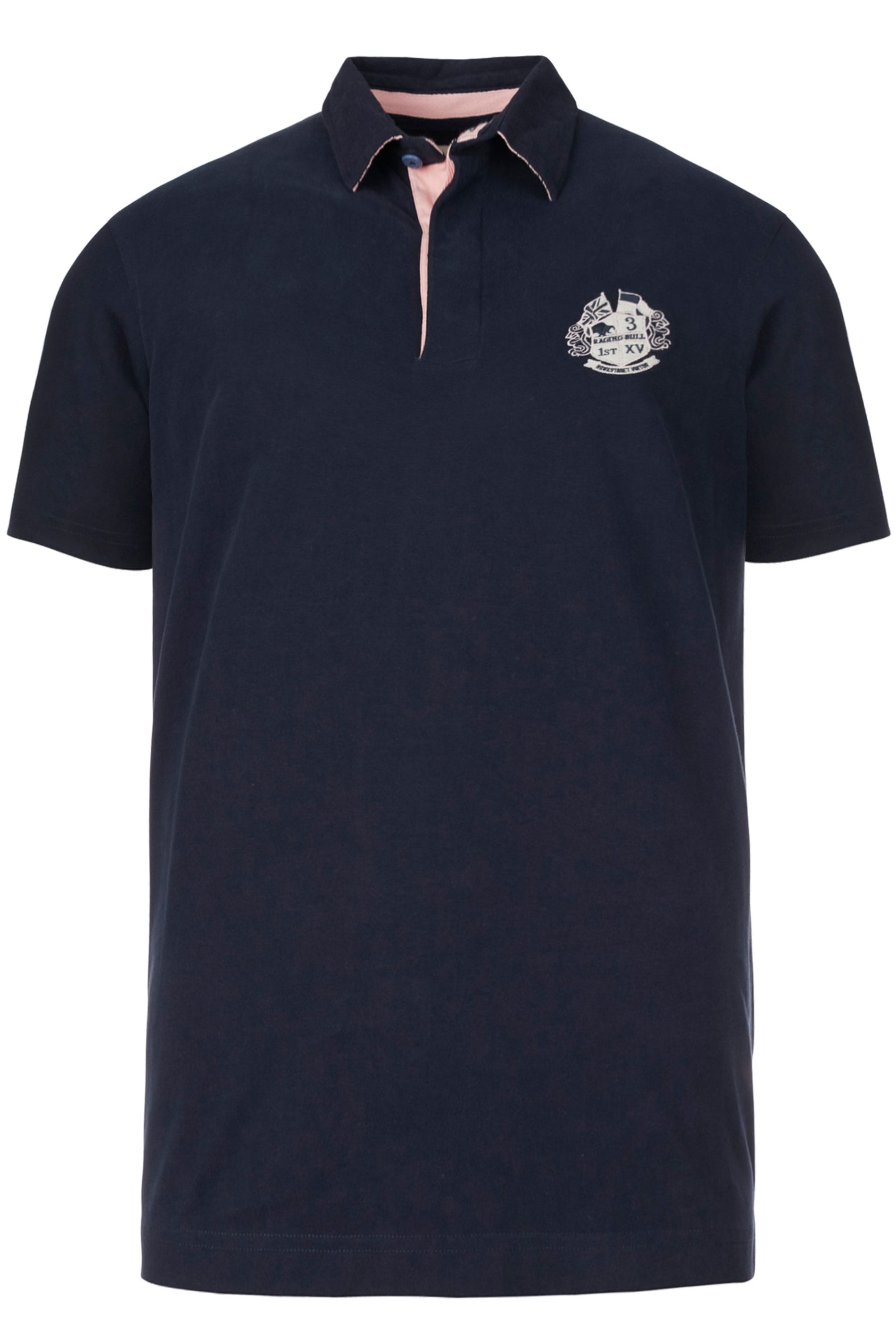 RAGING BULL Navy Signature Rugby Polo Shirt | BadRhino