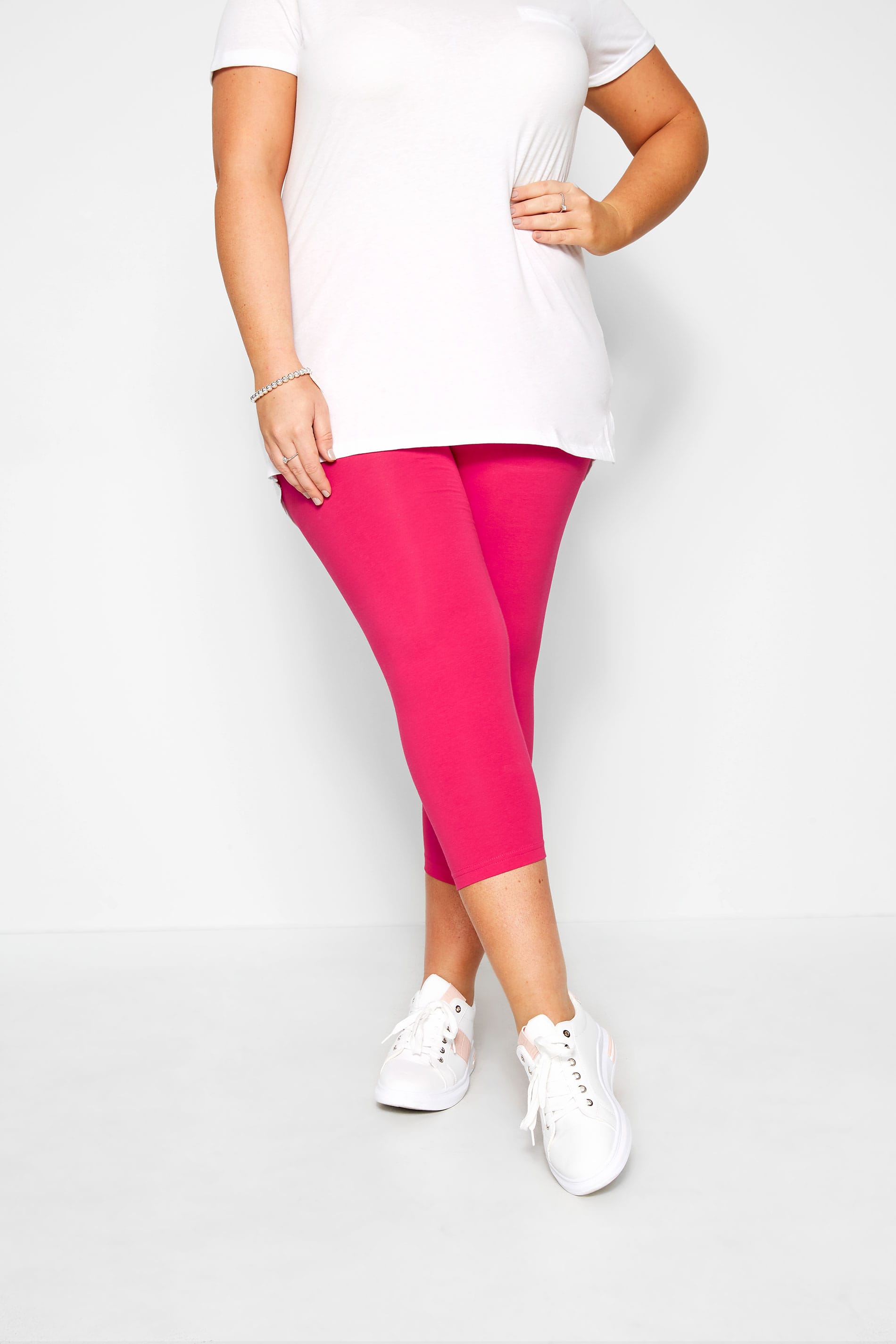 Raspberry Pink Cropped Leggings | Yours 