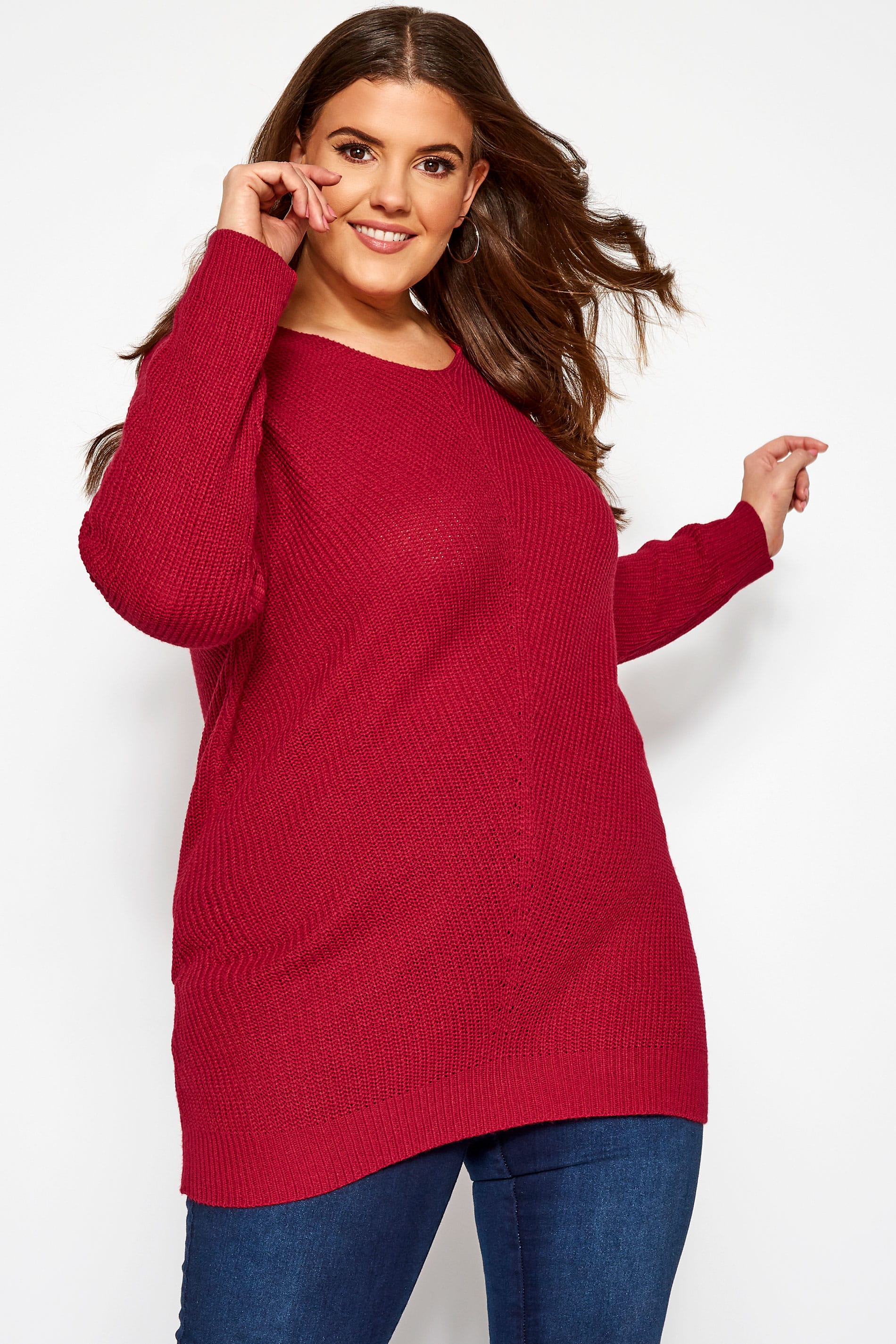 Raspberry Pink Lace Back Jumper | Yours Clothing