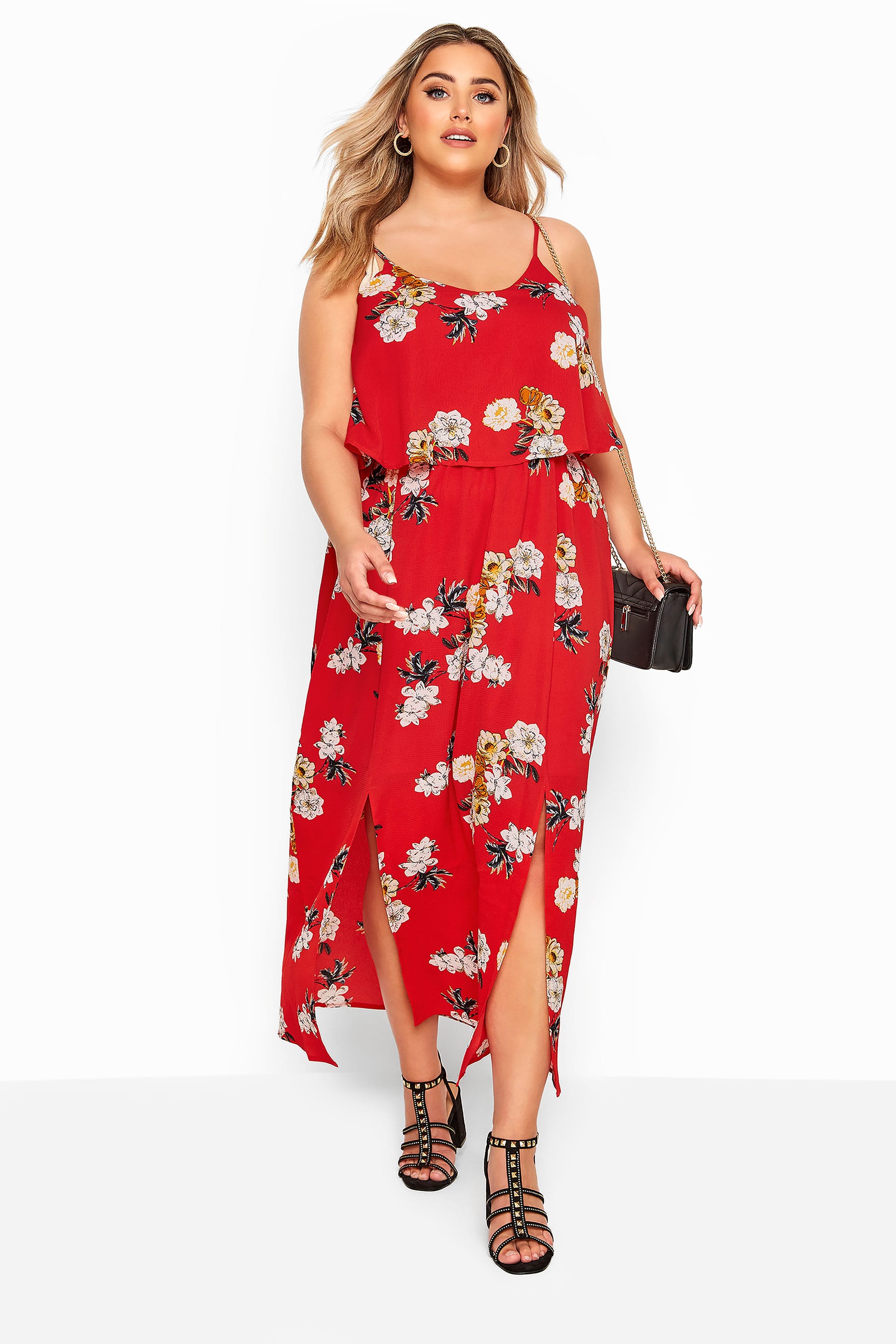 Yours London Red Floral Double Layer Maxi Dress Yours Clothing 9364