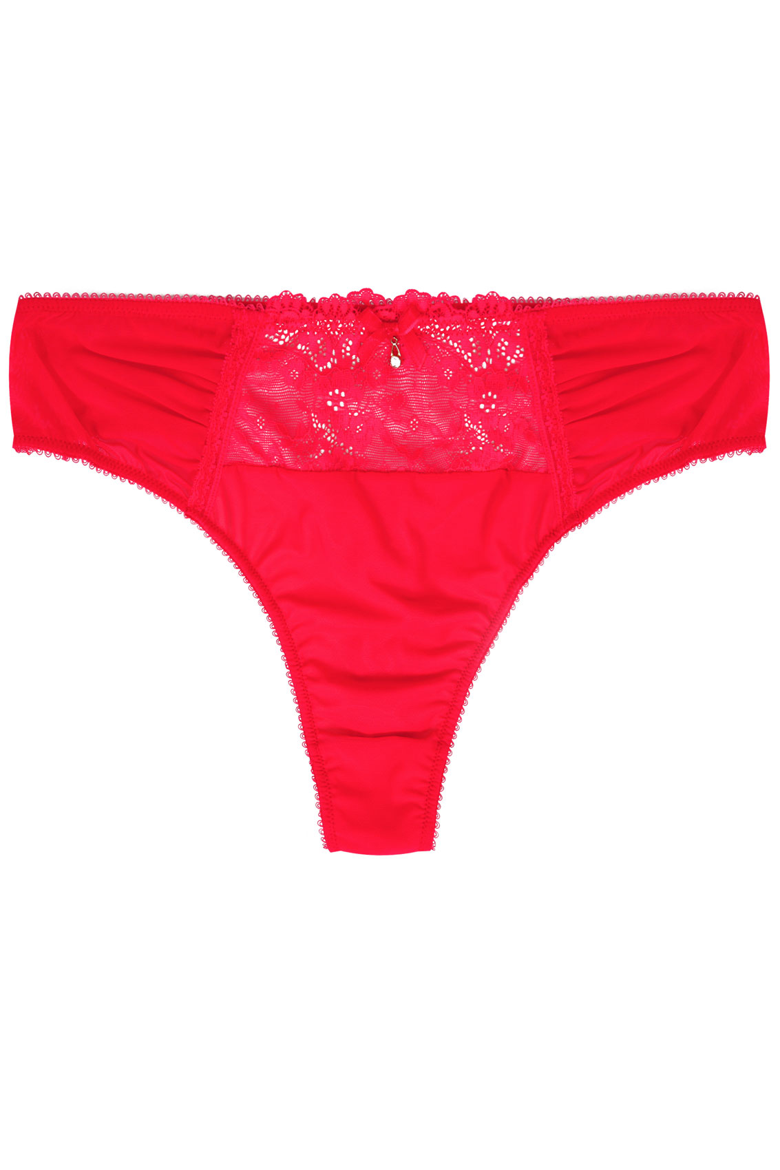 Red Mesh Thong With Ruching & Lace Panels, Plus size 14 to 32 | Yours ...