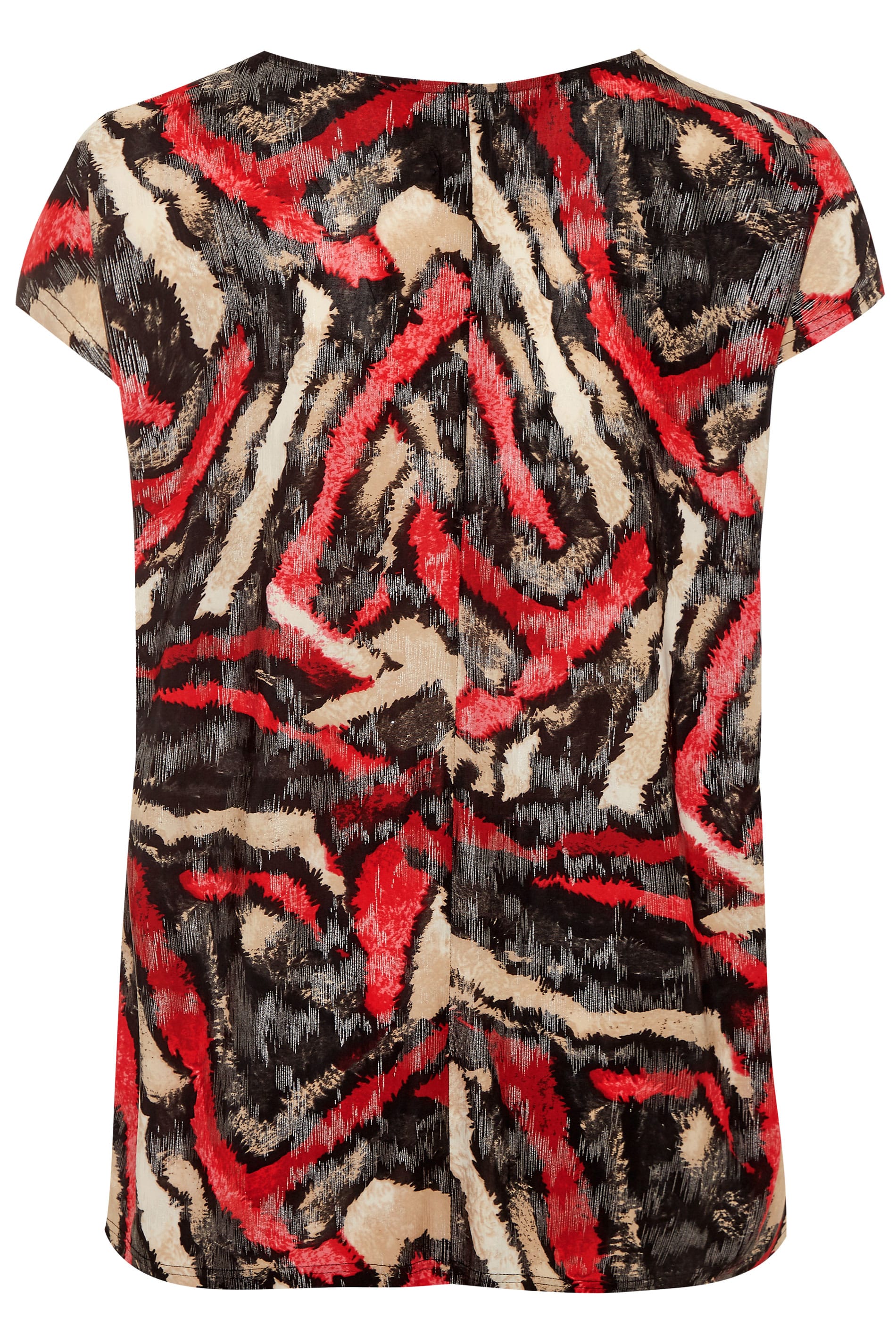 Red Metallic Tiger Print Top | Yours Clothing