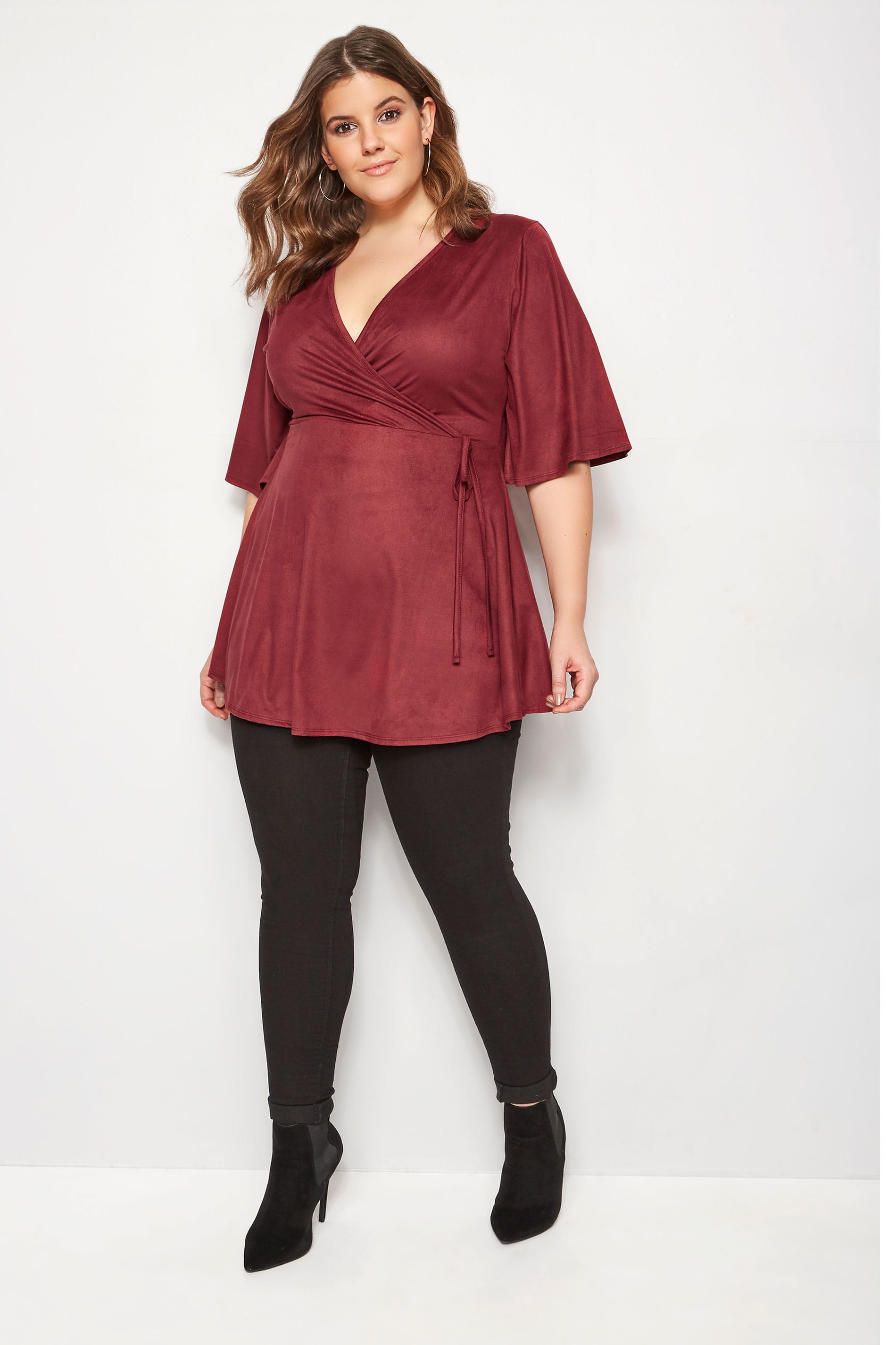 red wrap around top