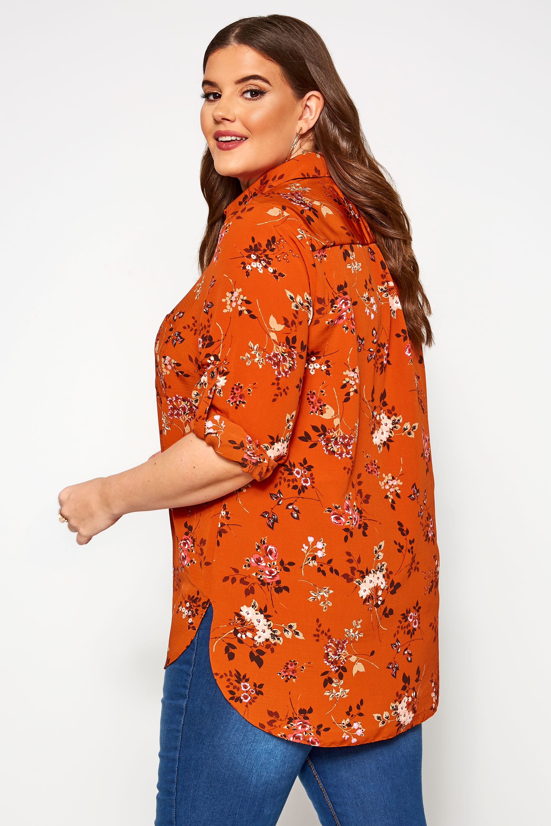 Rust Floral Shirt | Yours Clothing
