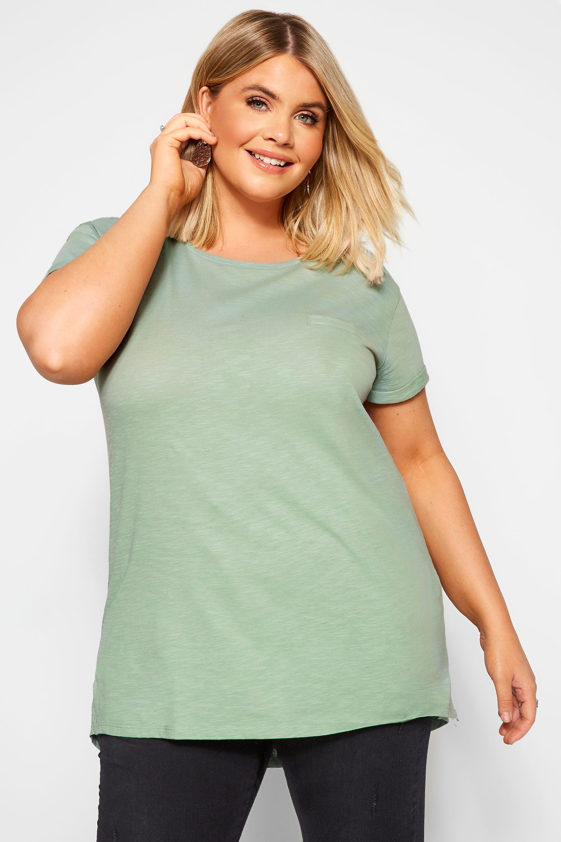 Download Sage Green Mock Pocket T-Shirt | Yours Clothing