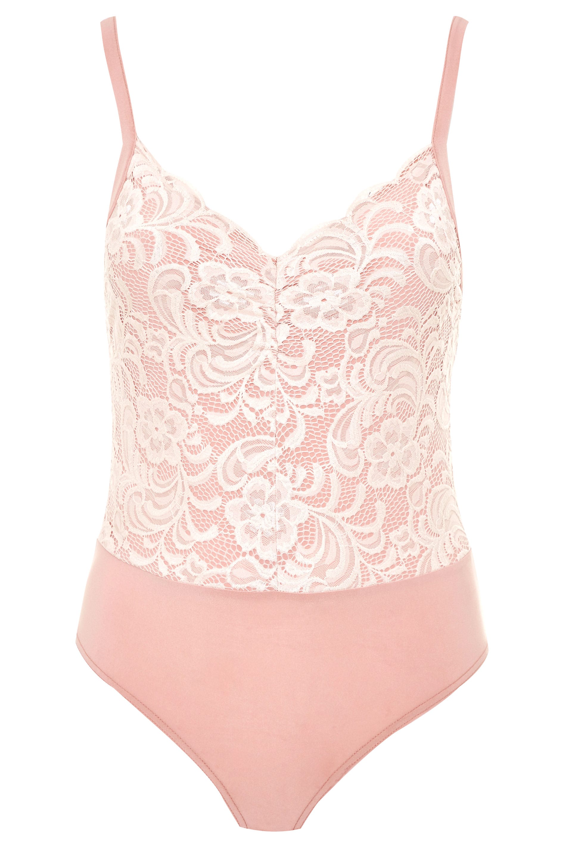 LIMITED COLLECTION Pink Scalloped Lace Bodysuit | Yours Clothing