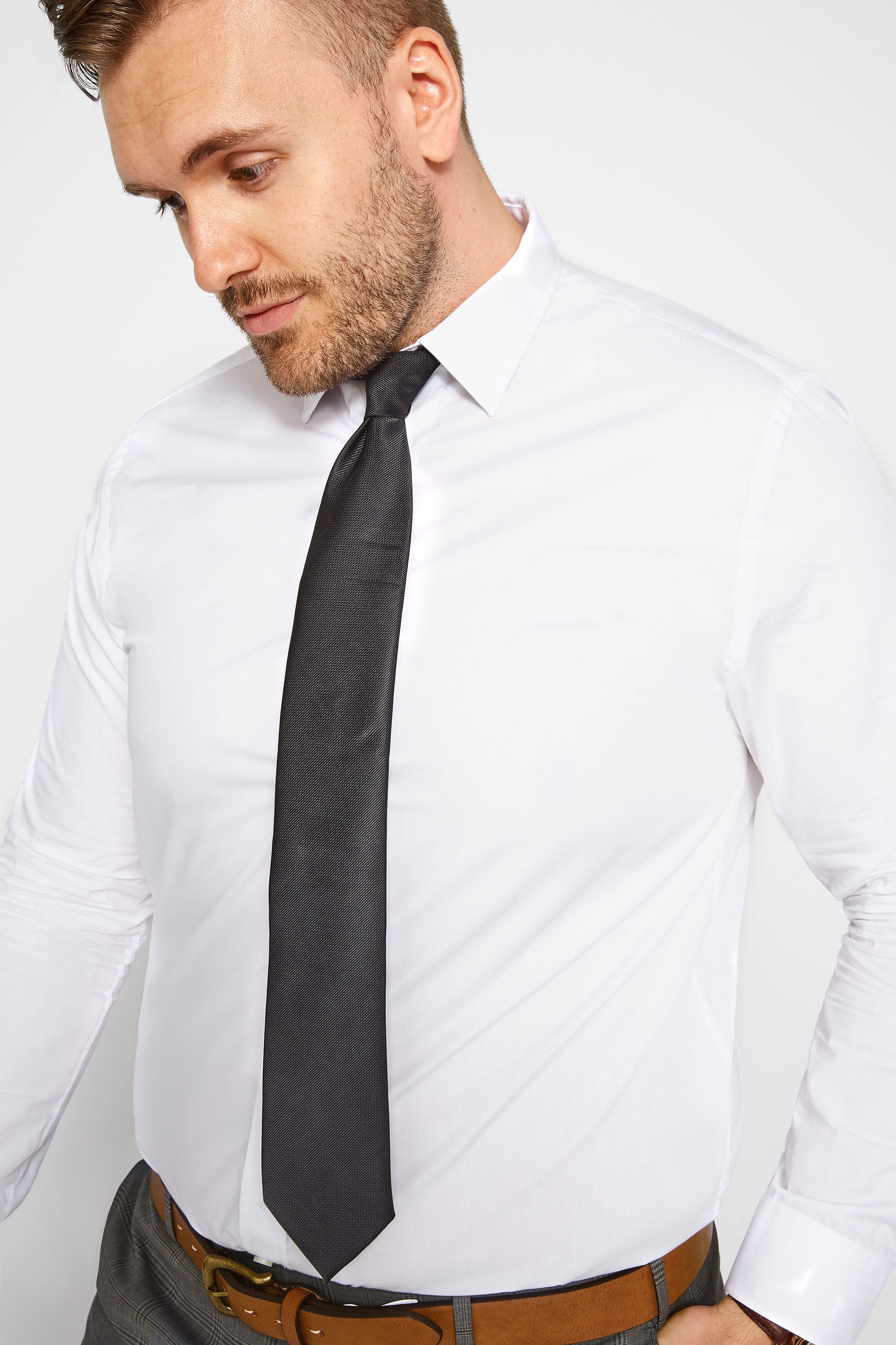 SCOTT & TAYLOR White Poplin Shirt | Sizes 16 to 36 | BadRhino
