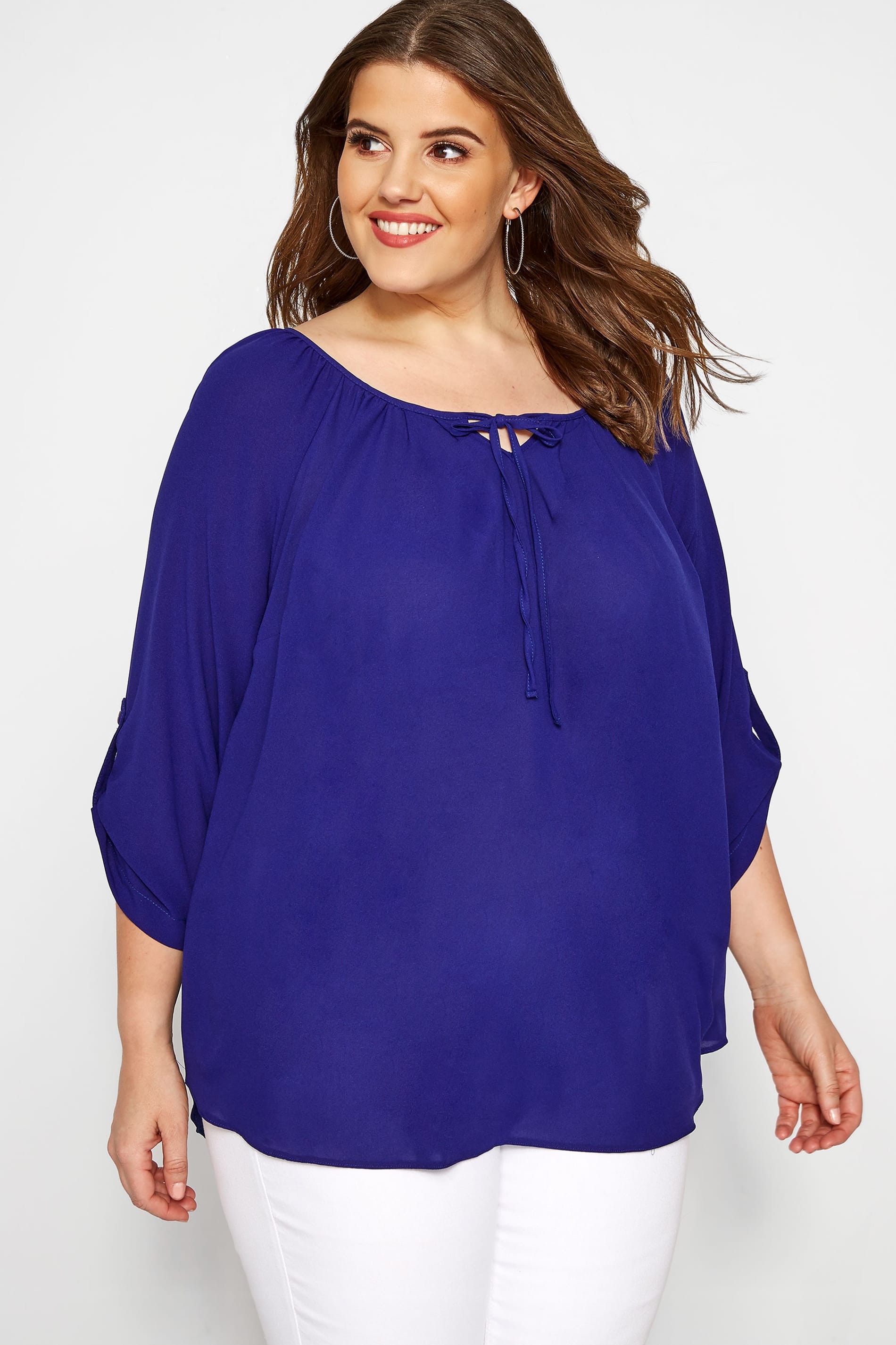 SIZE UP Royal Blue Gypsy Blouse | Sizes 16 to 36 | Yours Clothing