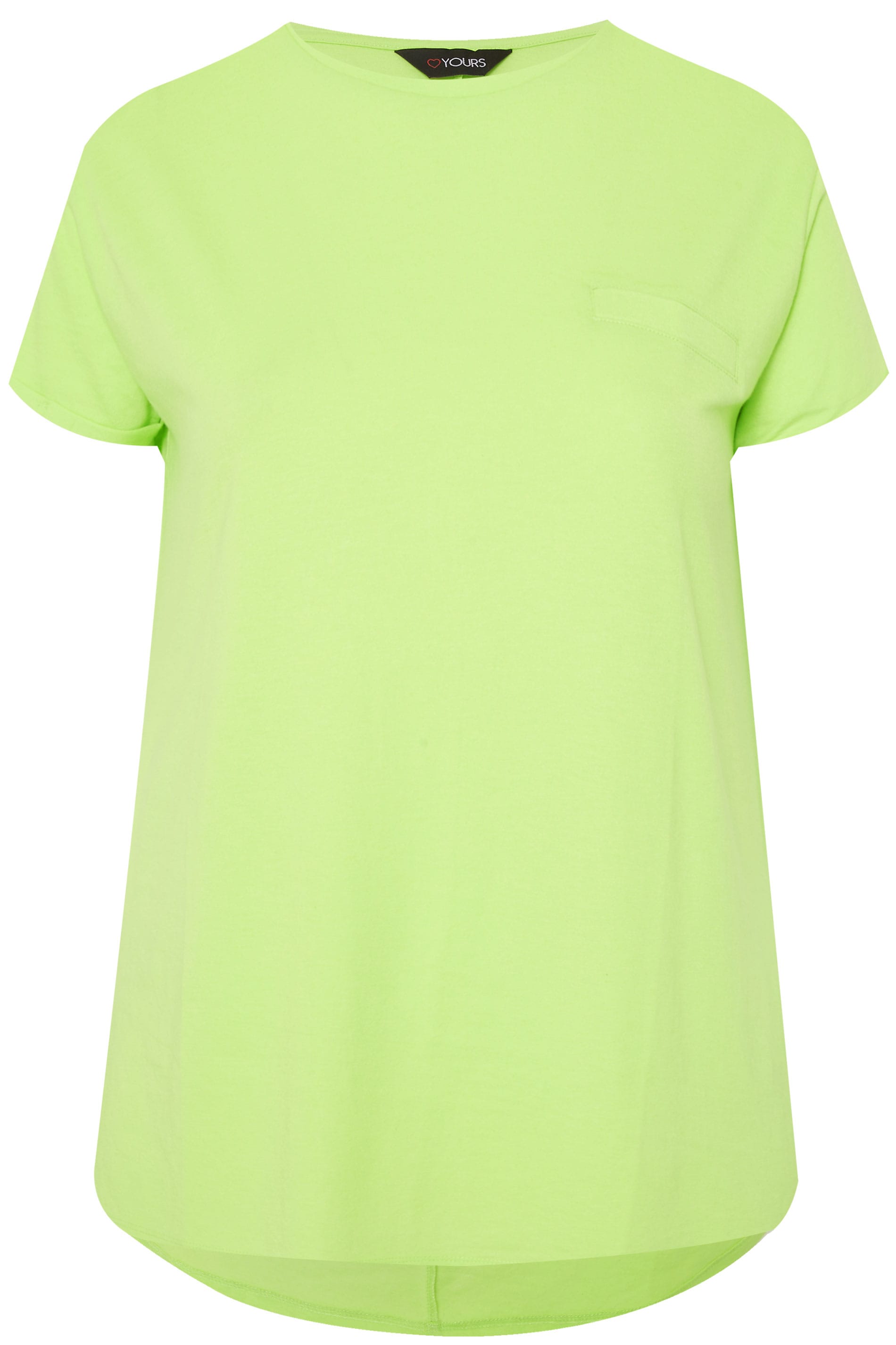 Lime Green Mock Pocket T-Shirt | Yours Clothing