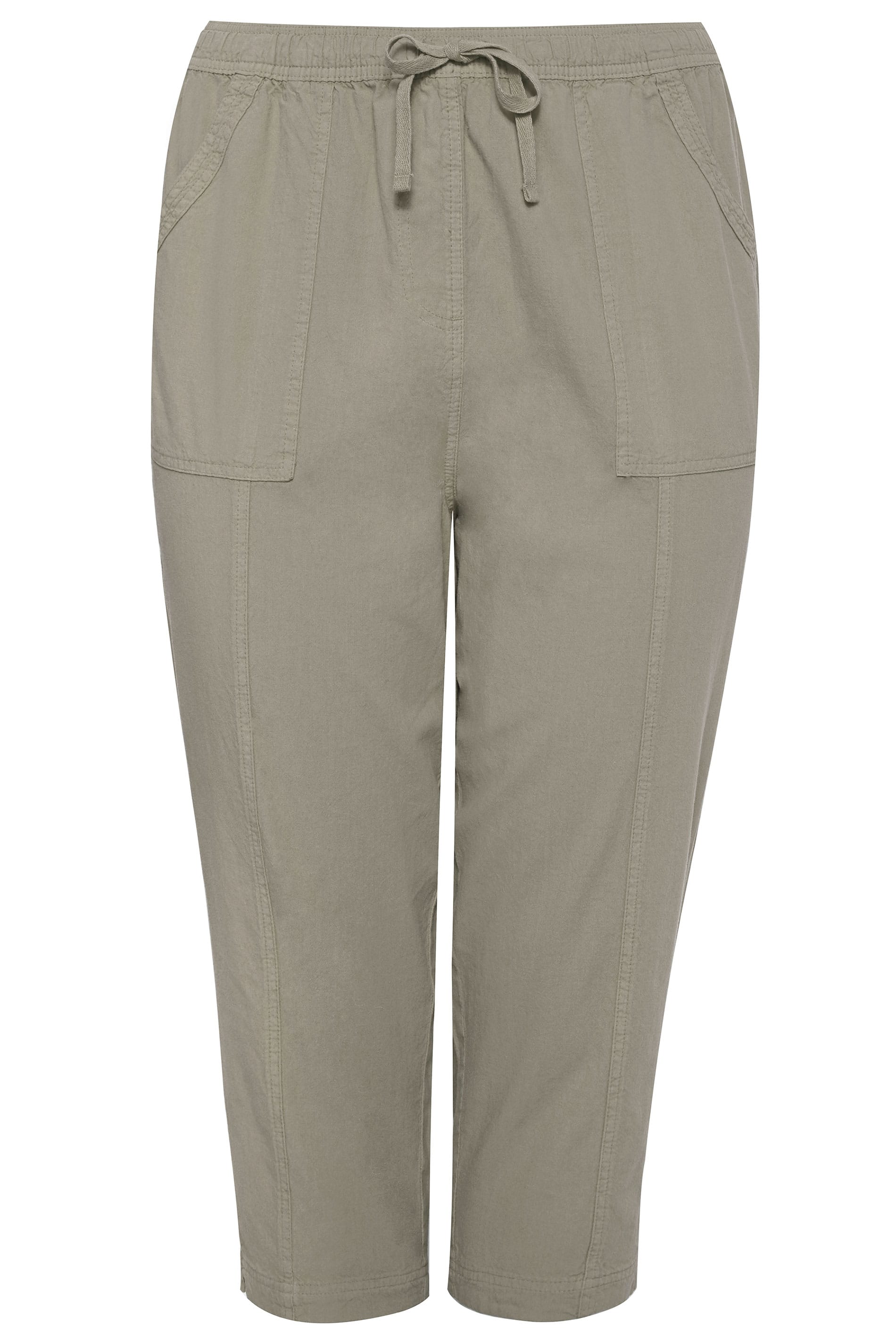 Sage Green Cool Cotton Cropped Trousers | Plus Sizes 16 to 36 | Yours ...