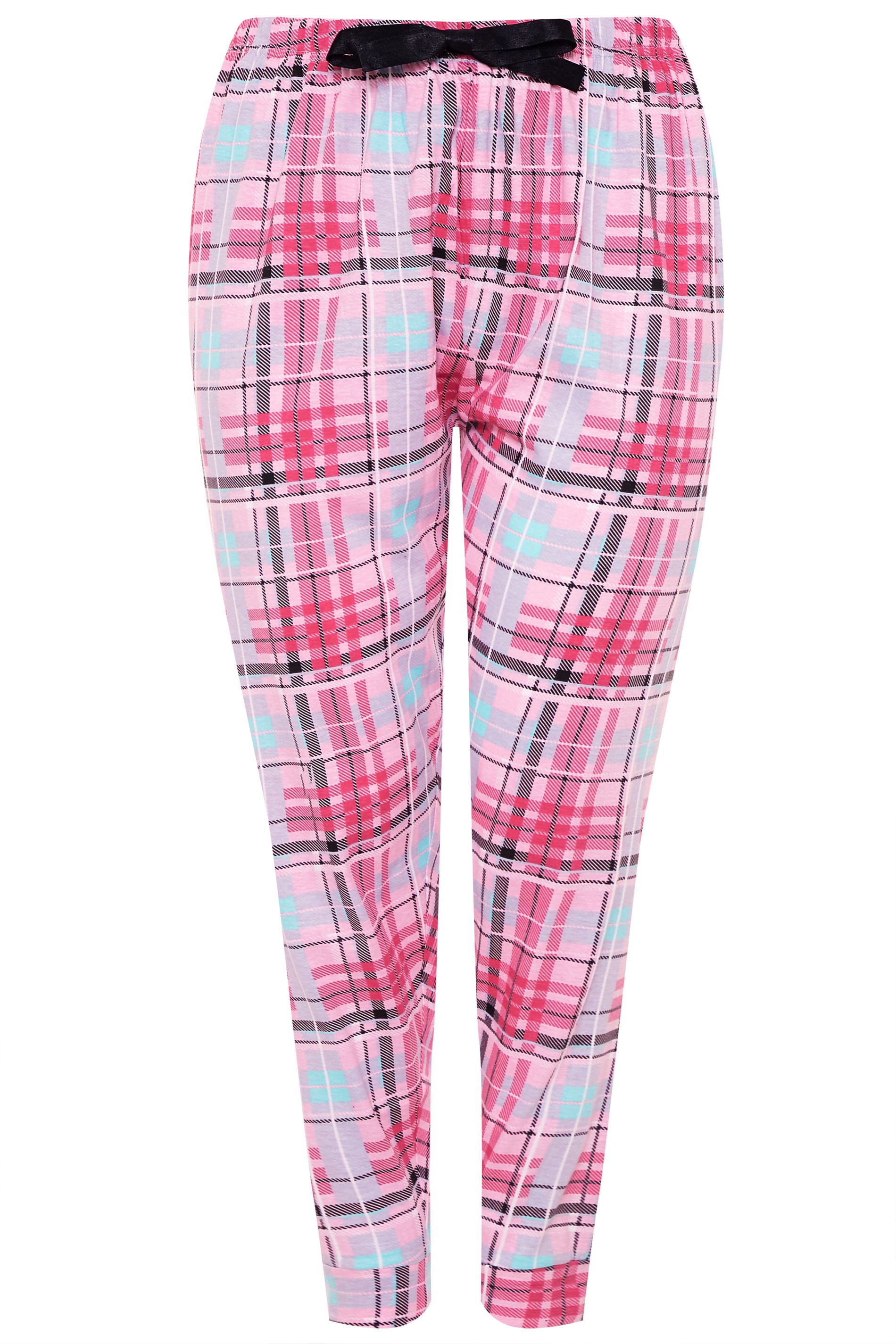 Pink Check Pyjama Bottoms | Yours Clothing