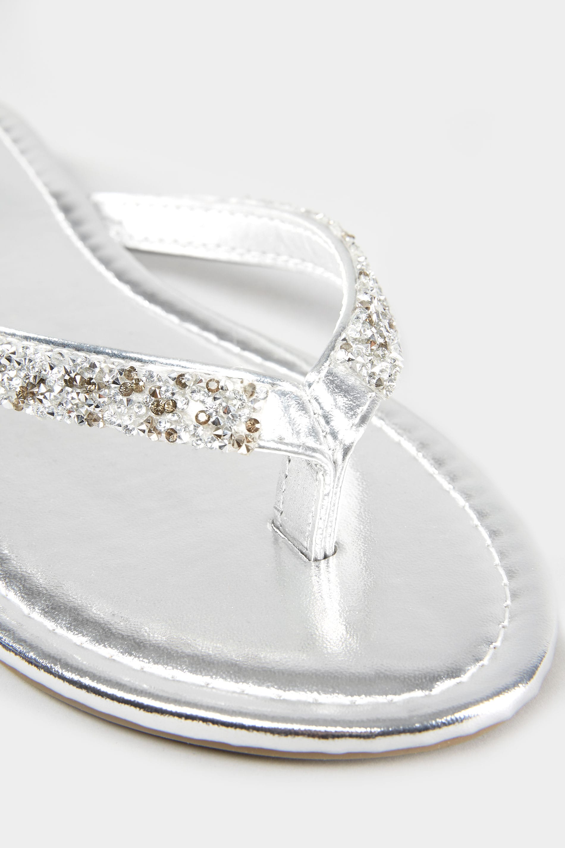 Silver Sandals With Glitter Straps In EEE Fit