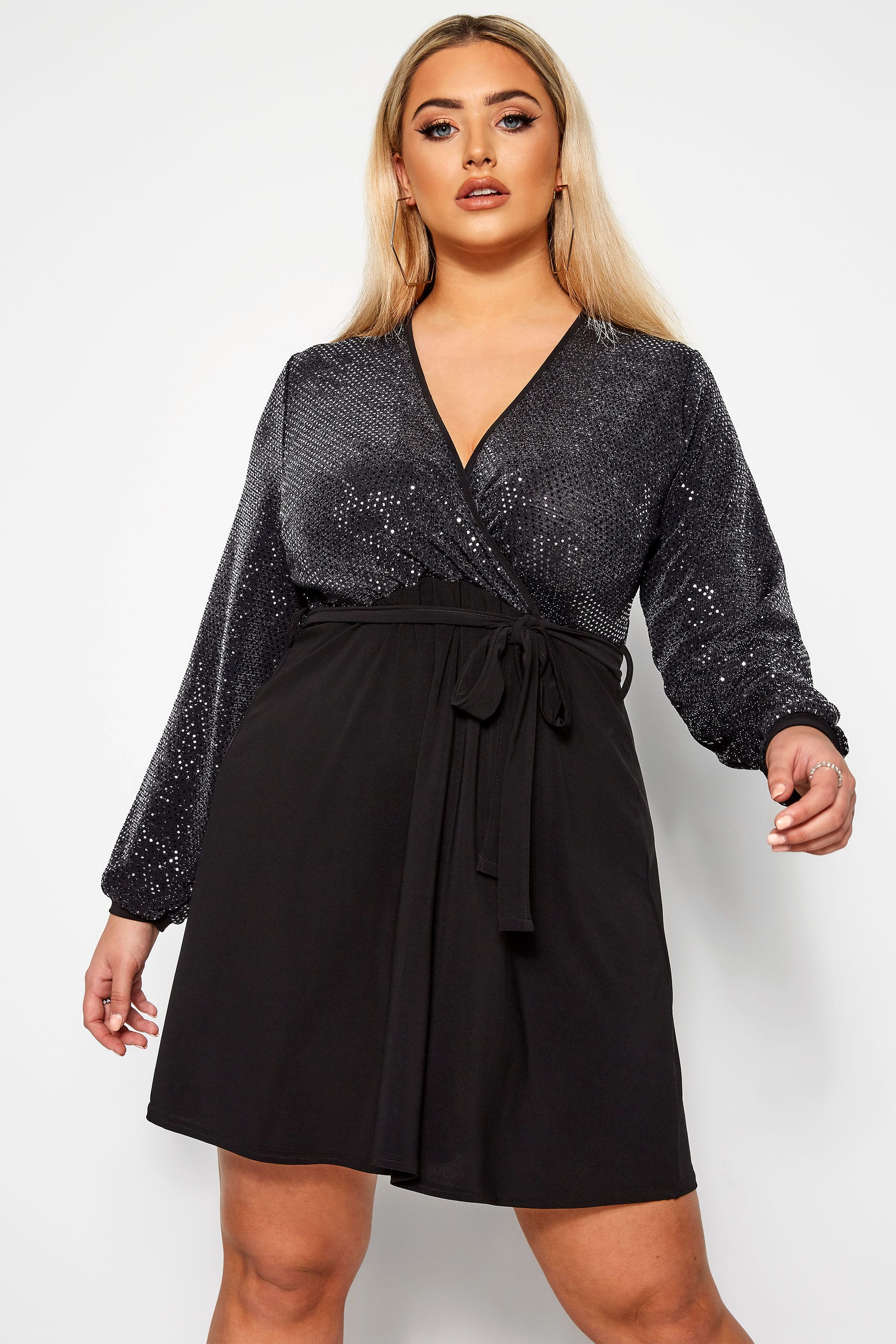 LIMITED COLLECTION Black & Silver Sequin Dress | Yours Clothing