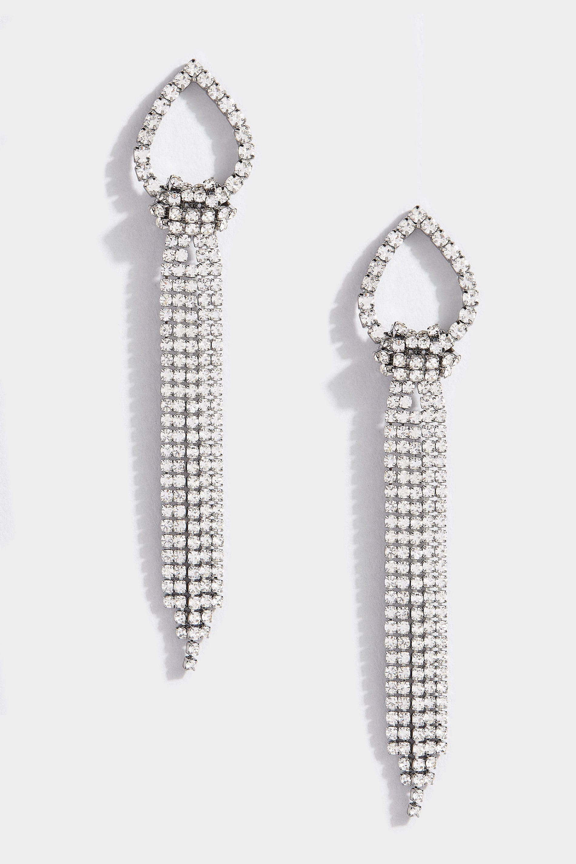 Silver Teardrop Tassel Earrings 1