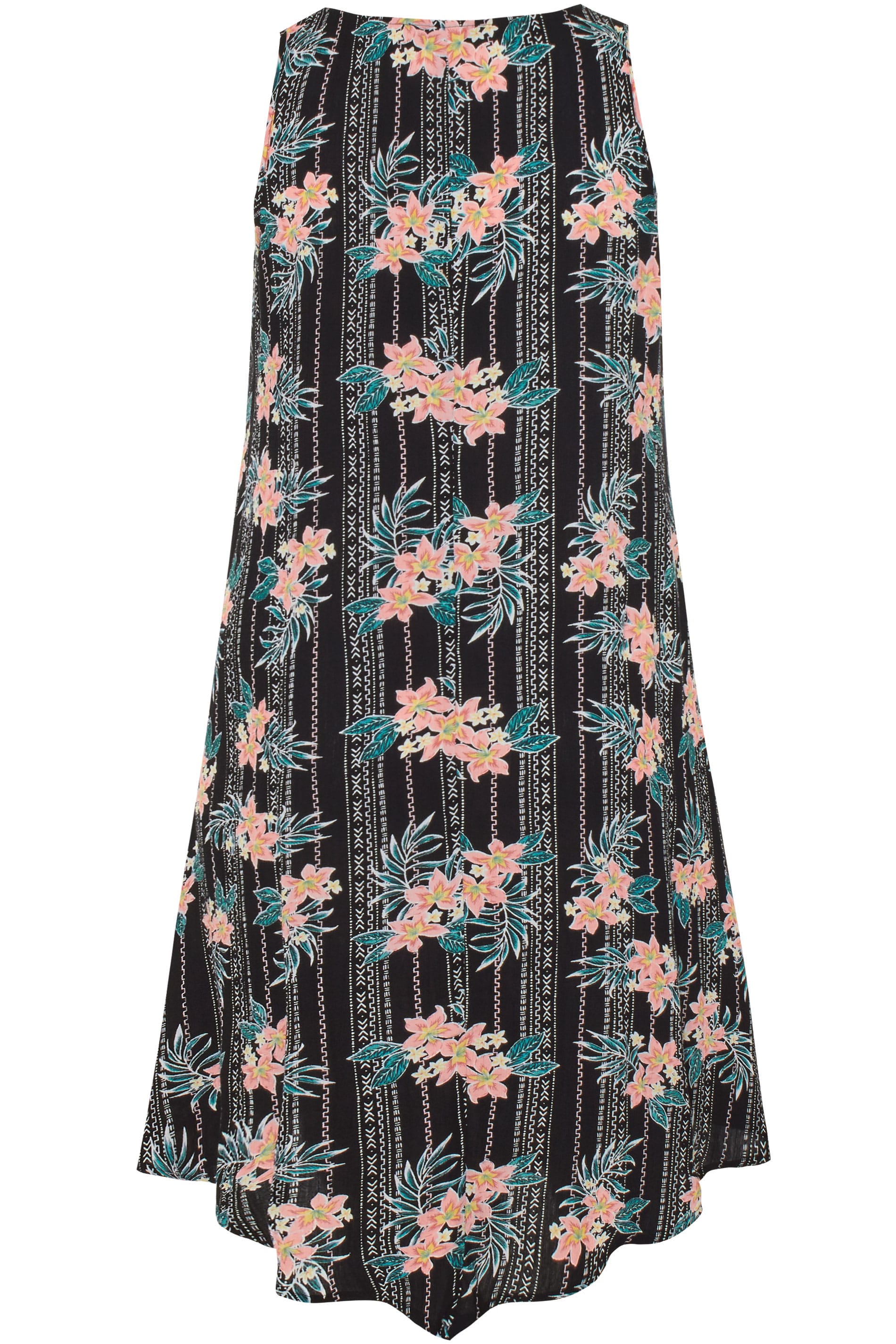 Black Tropical Floral Swing Dress | Yours Clothing