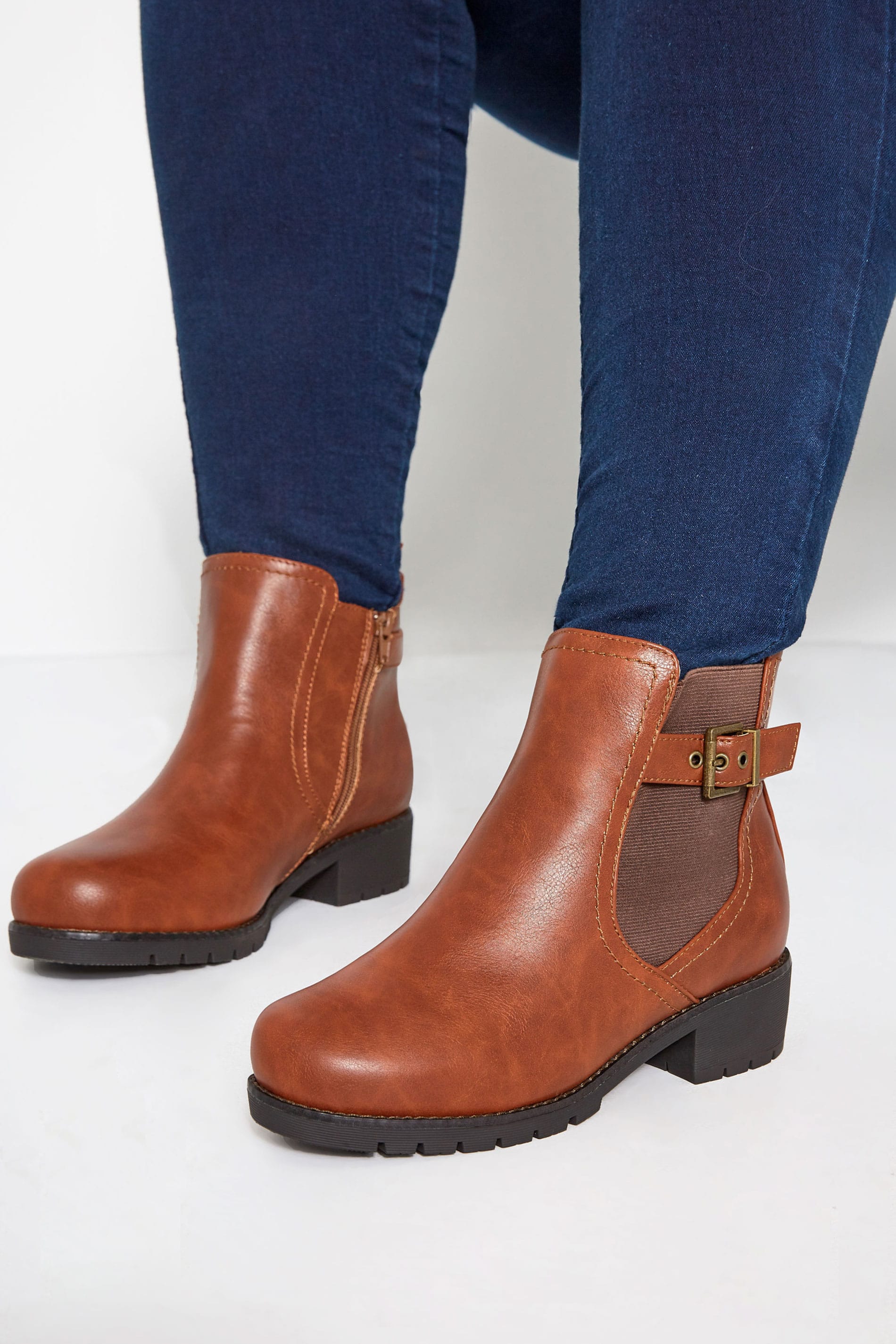Tan Chelsea Buckle Ankle Boot In Extra 