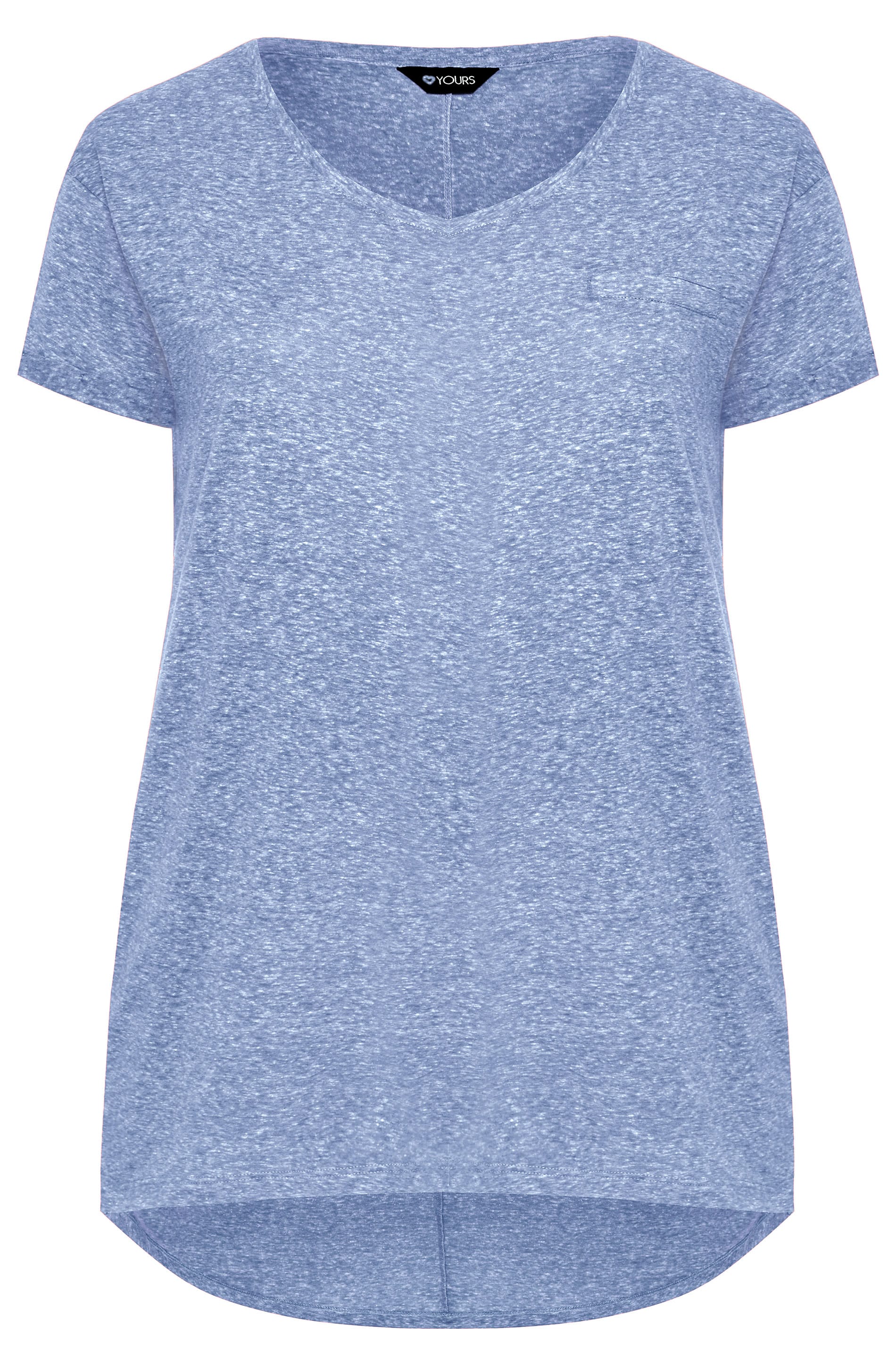 Light Blue Marl Pocket T-Shirt | Yours Clothing