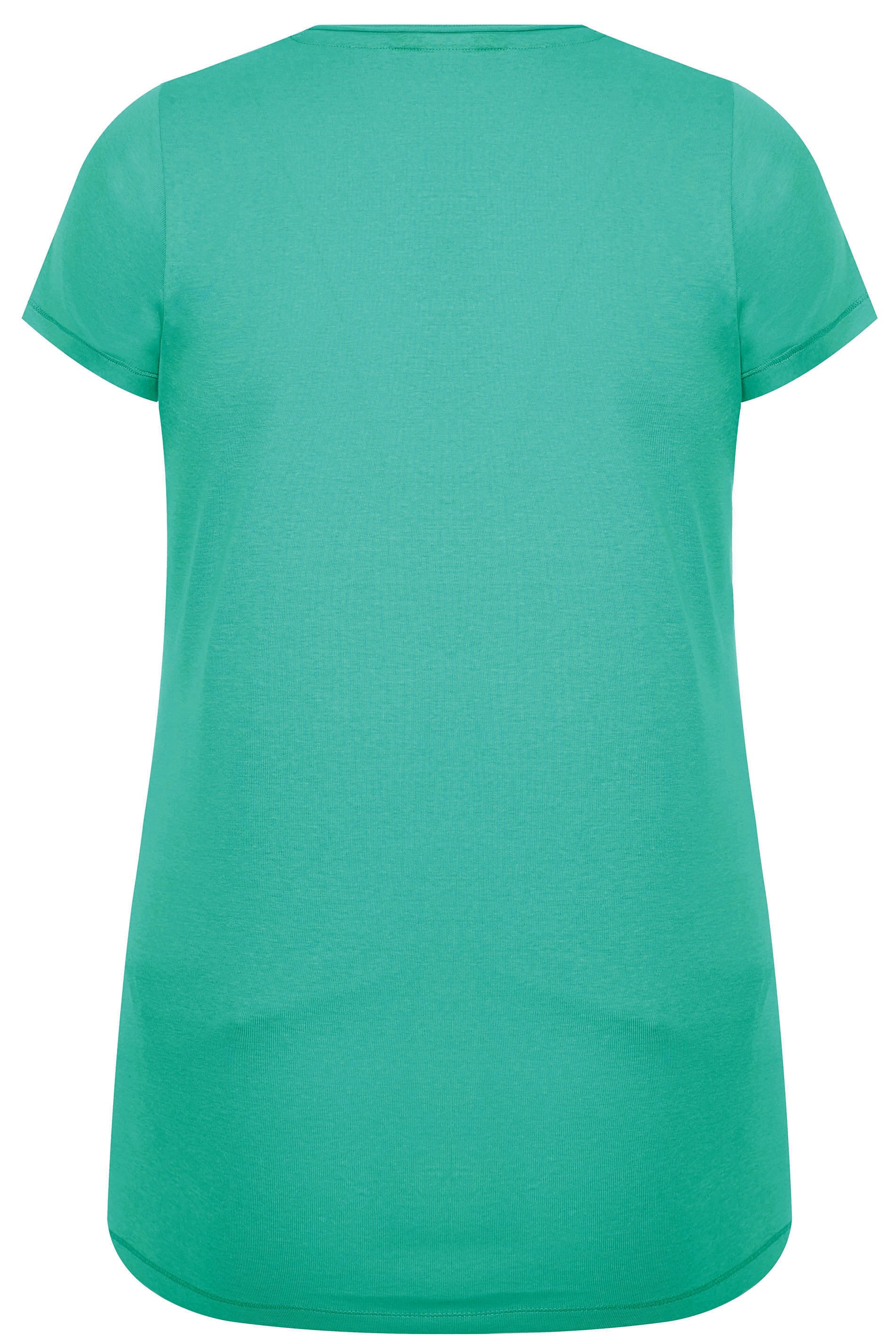 Jade Green V Neck Plain T Shirt Yours Clothing