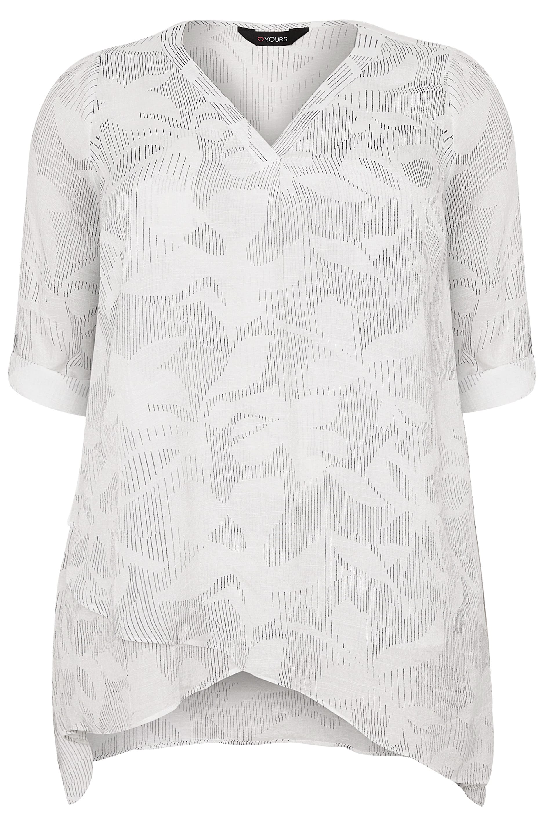 Plus Size White Abstract Print Layered Blouse | Sizes 16 to 36 | Yours ...