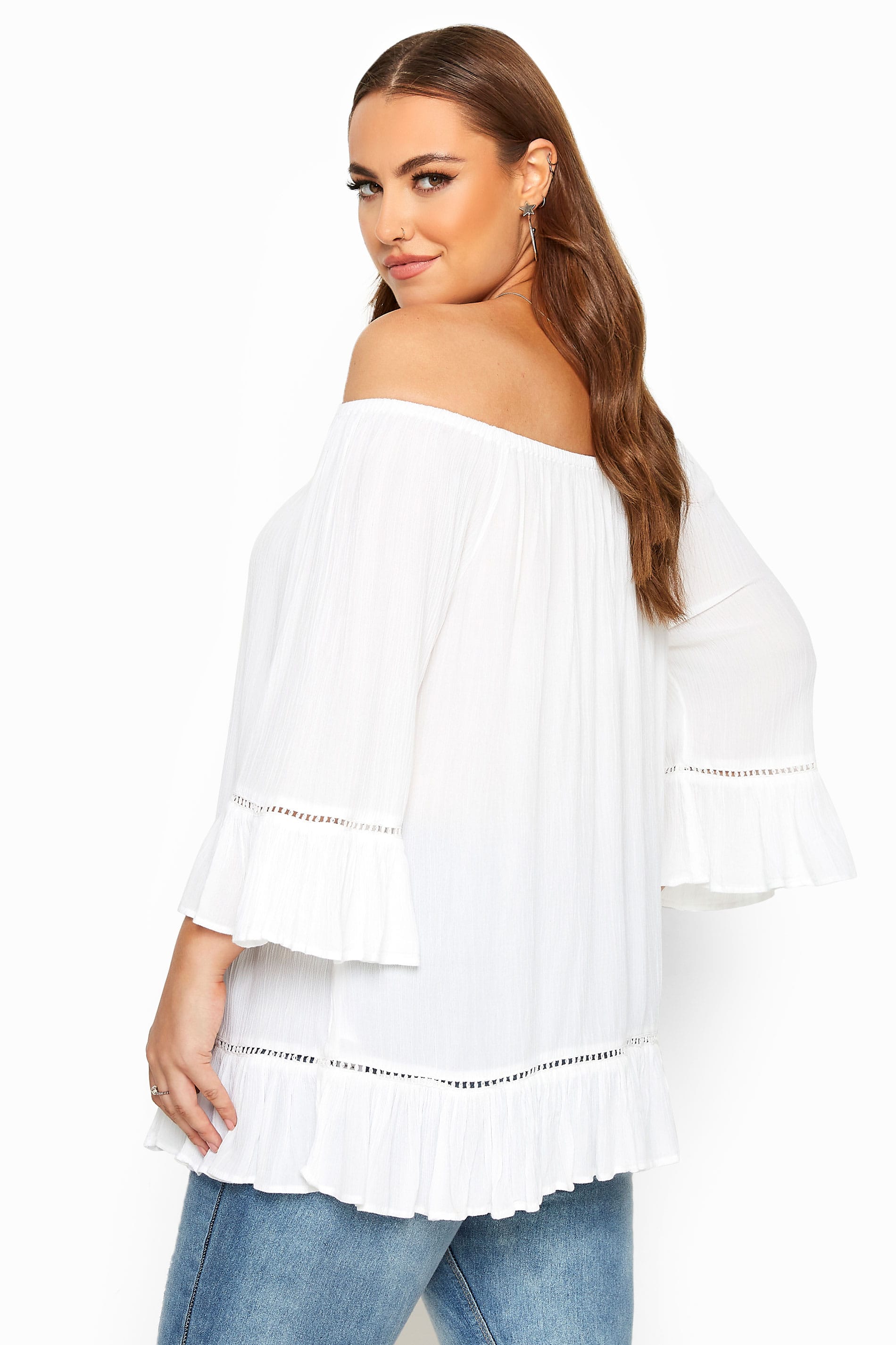 White Bardot Gypsy Top | Yours Clothing