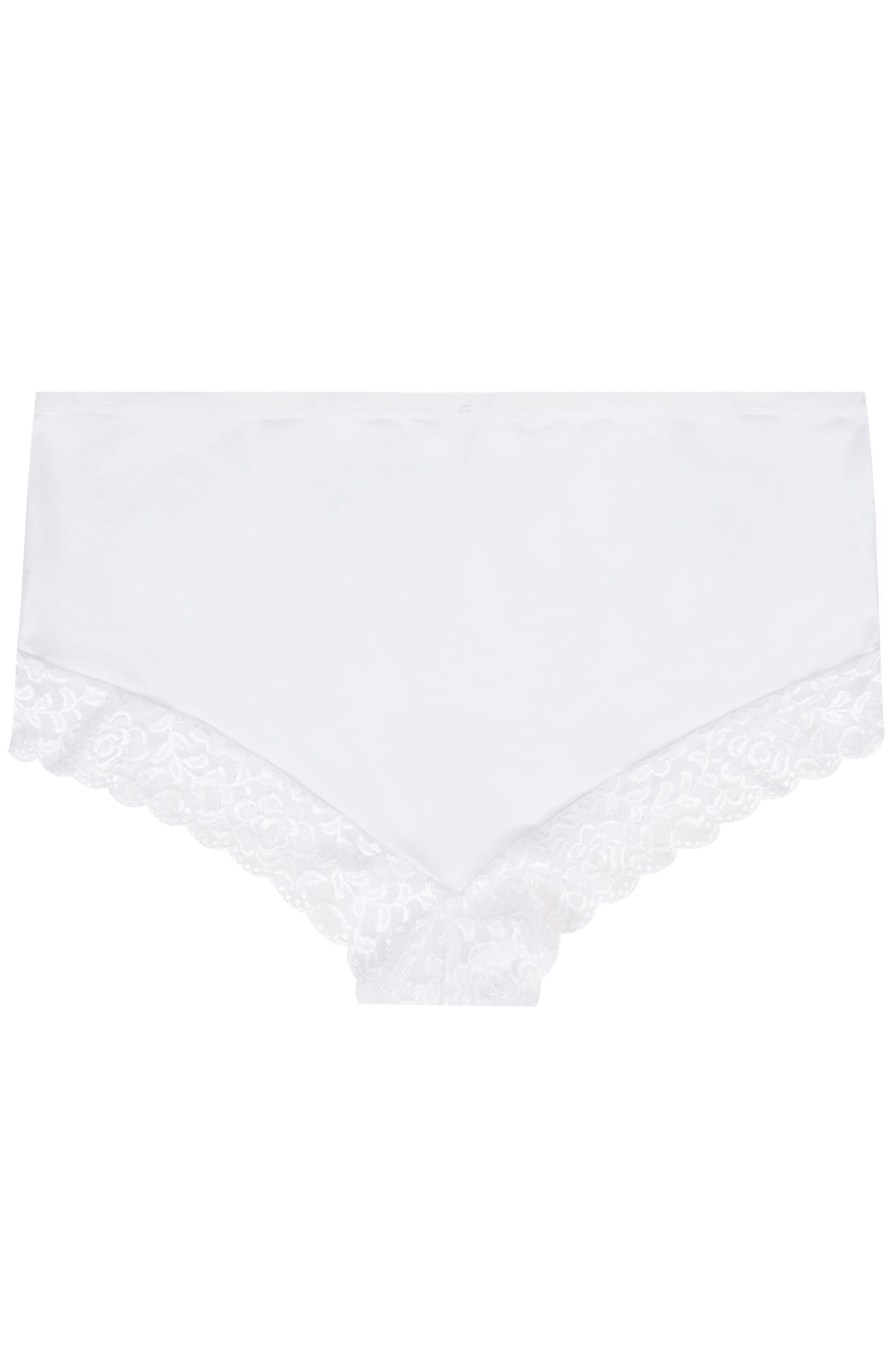 YOURS Curve White Lace Trim High Leg Knickers