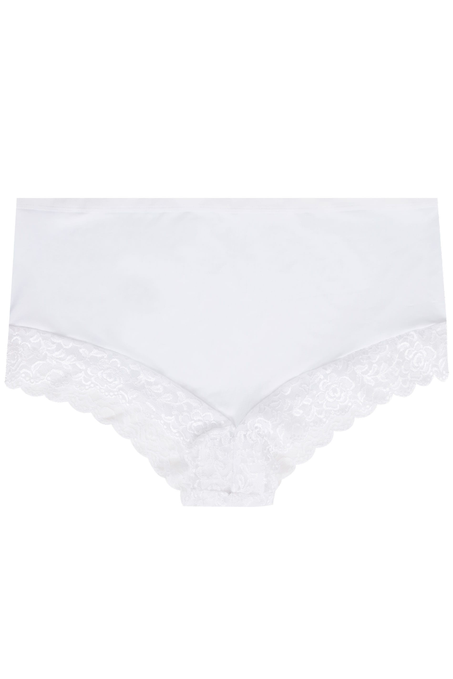 Plus Size White Lace Trim High Leg Knickers | Yours Clothing 3