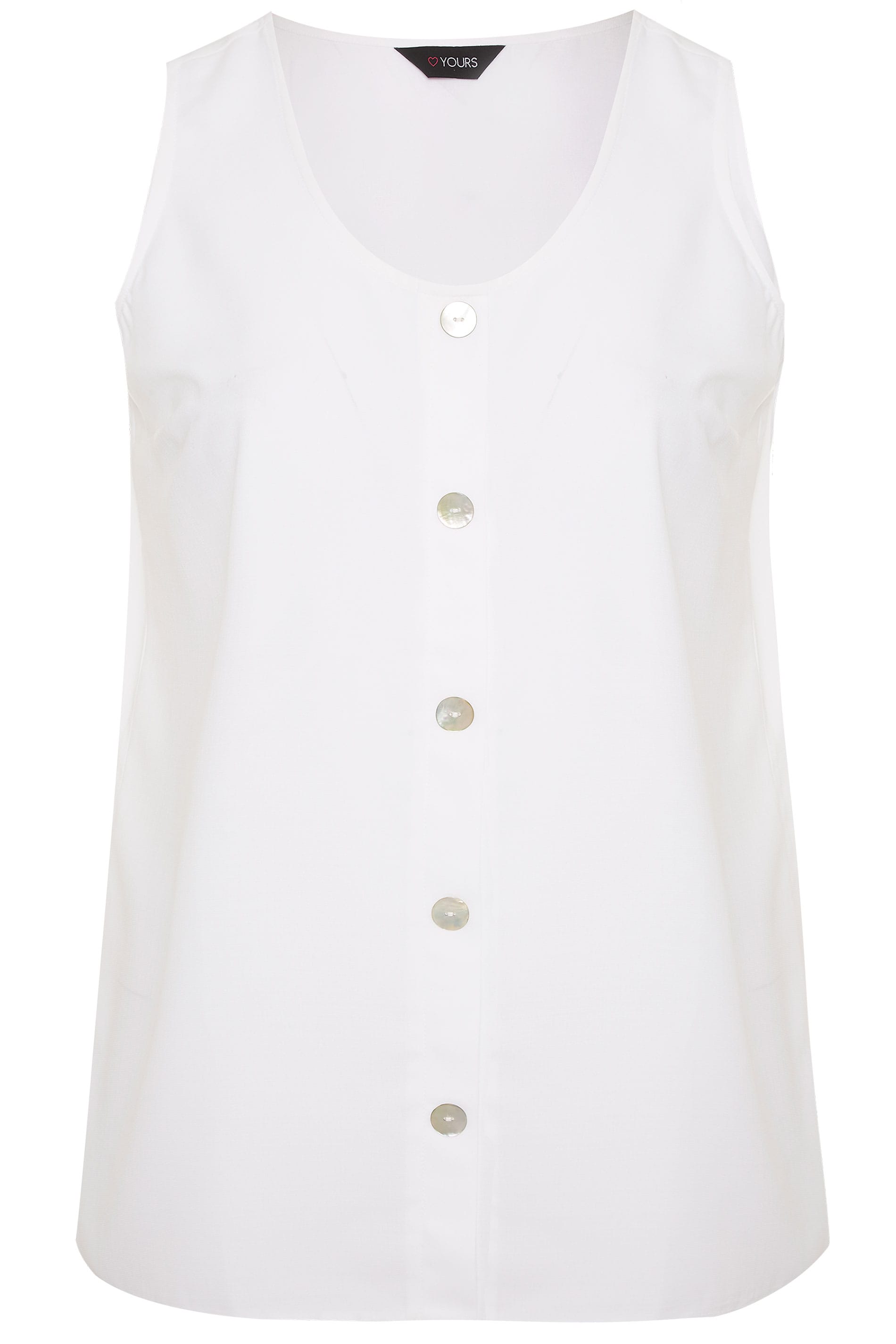 White Button Front Vest Top | Yours Clothing
