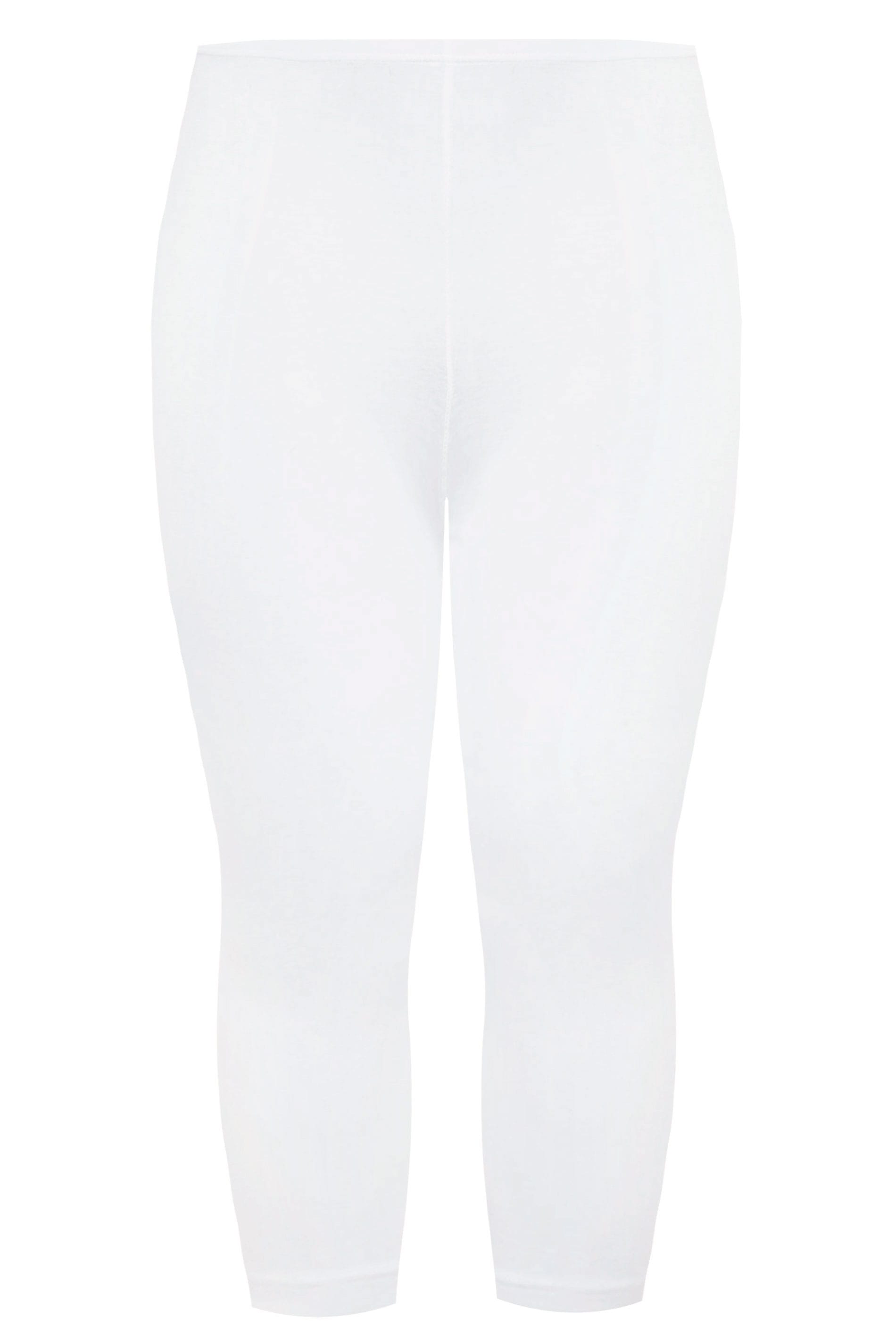 Plus Size YOURS FOR GOOD White Cotton Essential Cropped Leggings | Yours Clothing 3