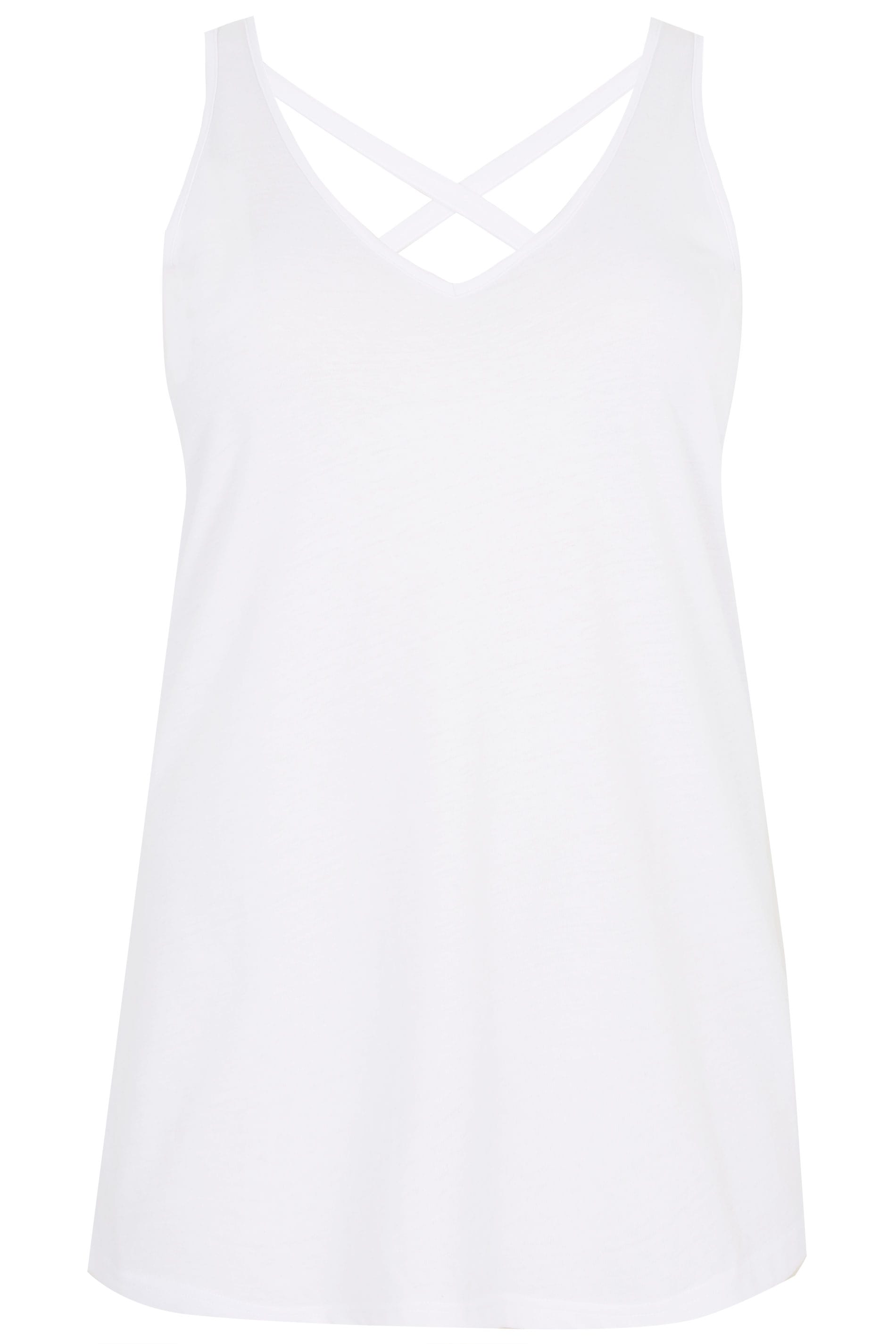 Plus Size White Cross Back Vest | Sizes 16 to 36 | Yours Clothing