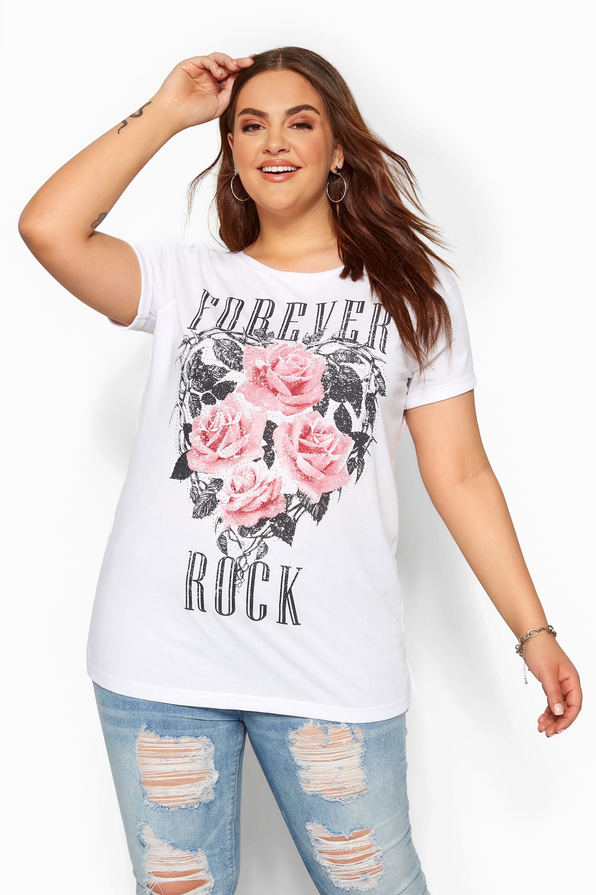 marxistisk bredde Husarbejde White 'Forever Rock' Slogan Rock T-Shirt | Yours Clothing