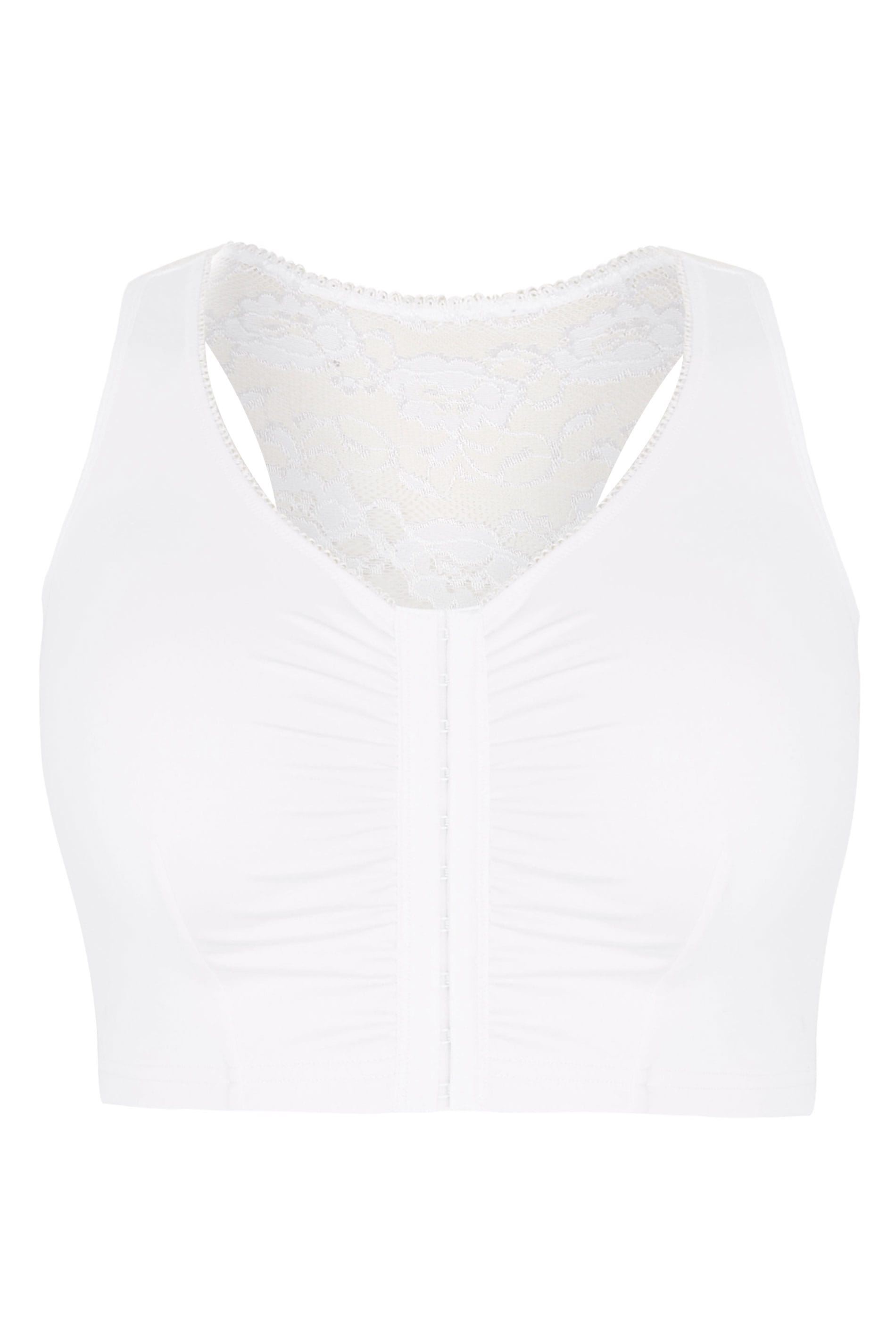 Gemm Ladies Womens Front Fastening Non Wired Firm Hold Lace Non Padded Bra  (White, 34D) : : Fashion