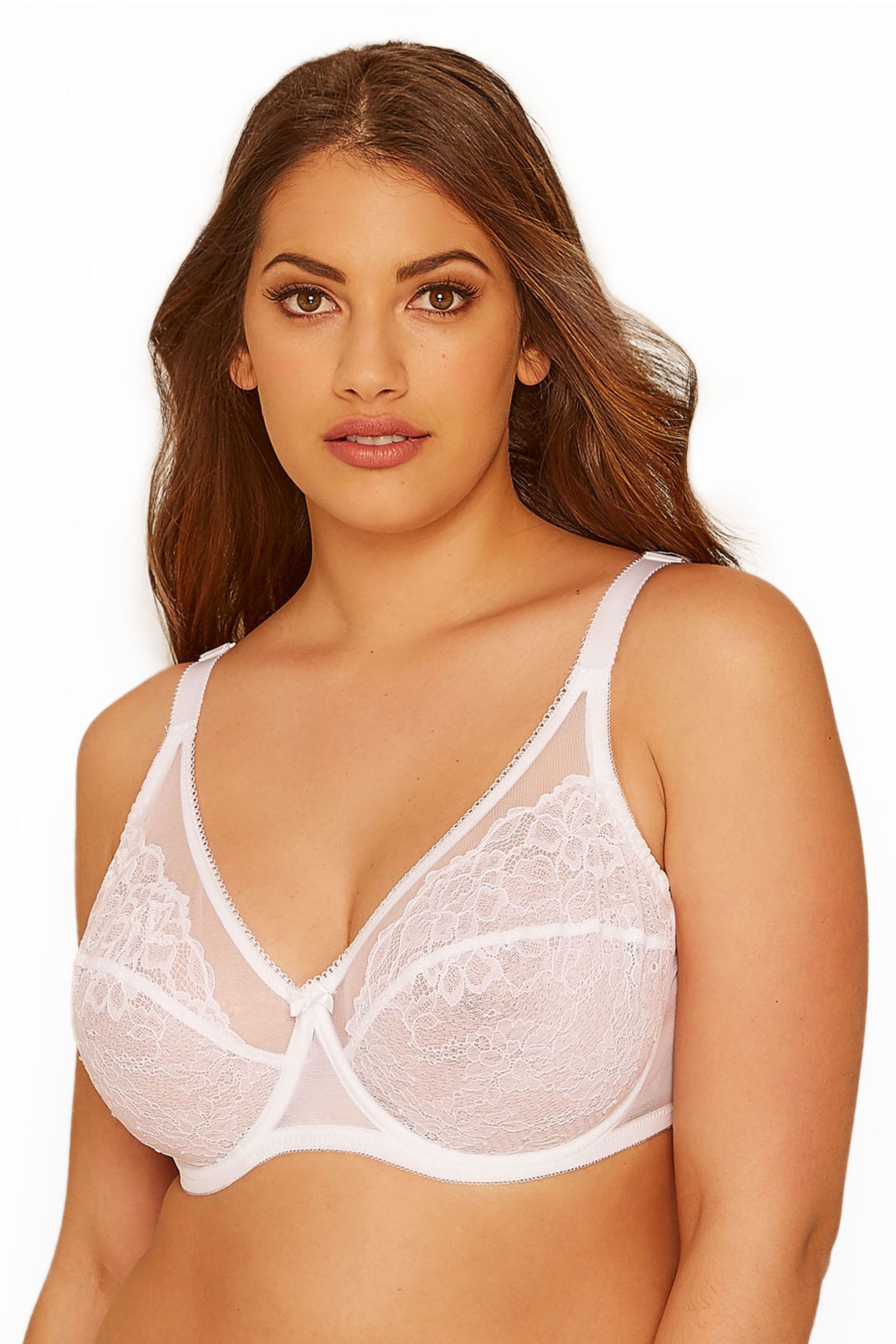 White Glamour Lace And Mesh Underwired Bra Yours Clothing 5144