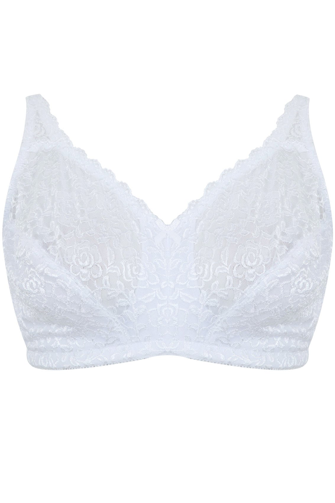 White Hi Shine Lace Non-Padded Non-Wired Full Cup Bra | Yours Clothing 3
