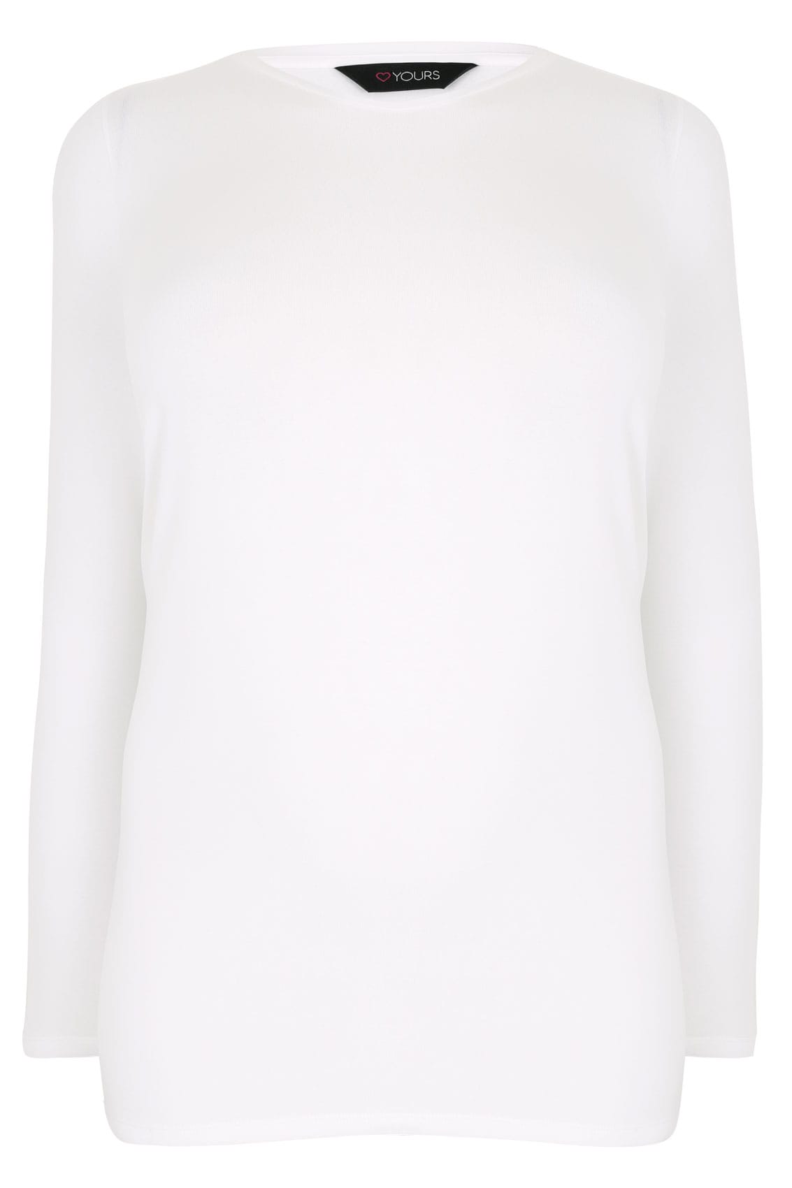 White Long Sleeve Soft Touch Jersey Top, Plus size 16 to 36