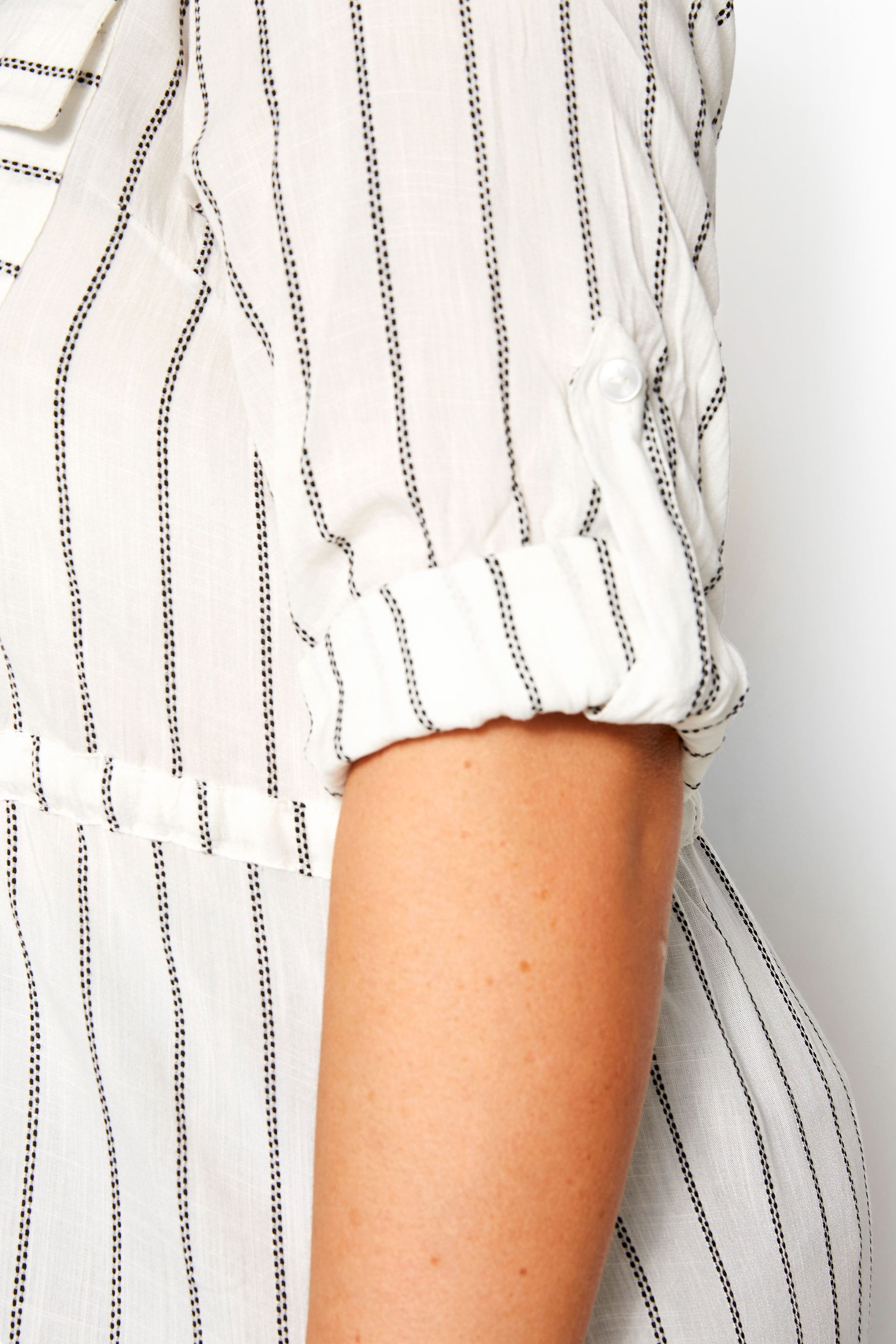 White Stripe Drawstring Waist Tunic | Yours Clothing