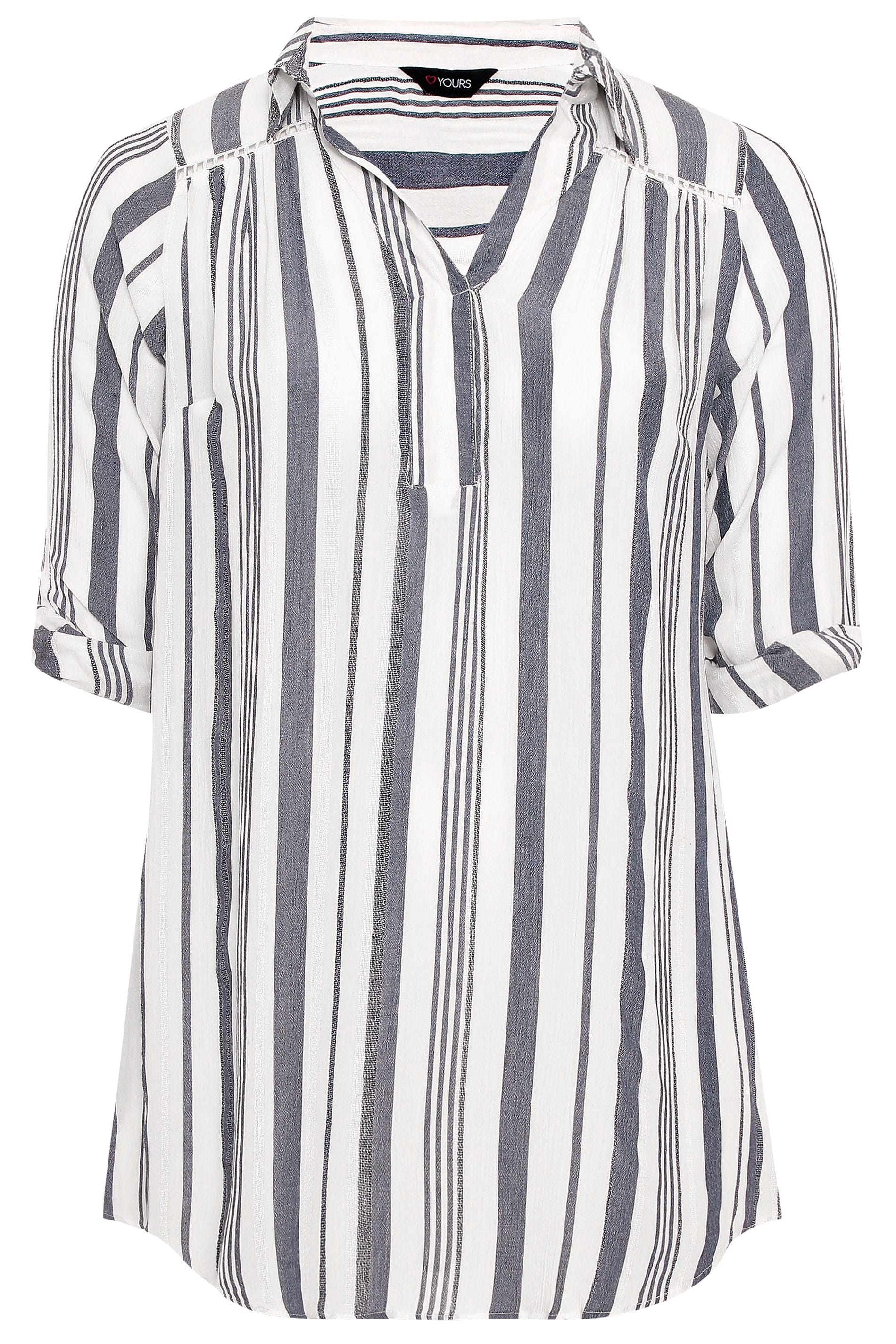 White Stripe Overhead Shirt | Yours Clothing