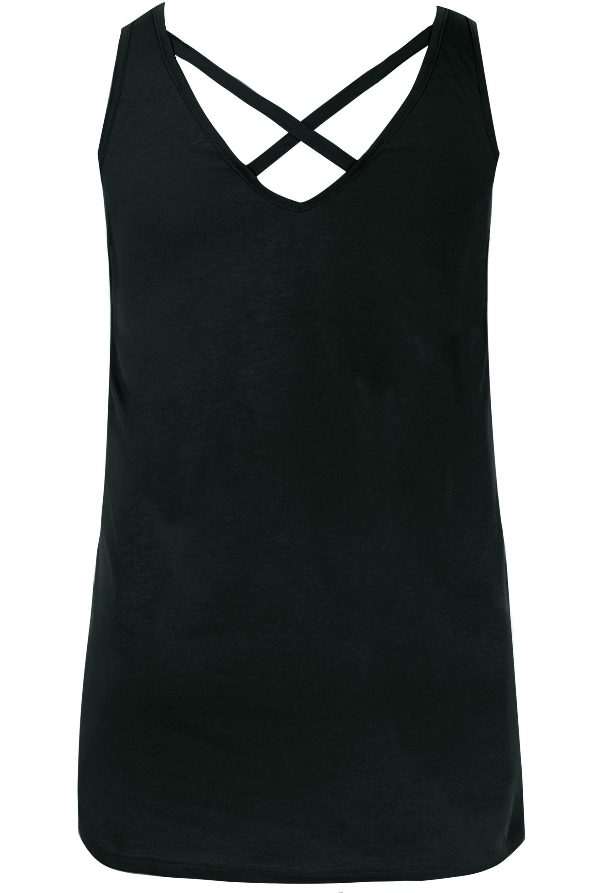 Black Cross Back Vest Top | Yours Clothing