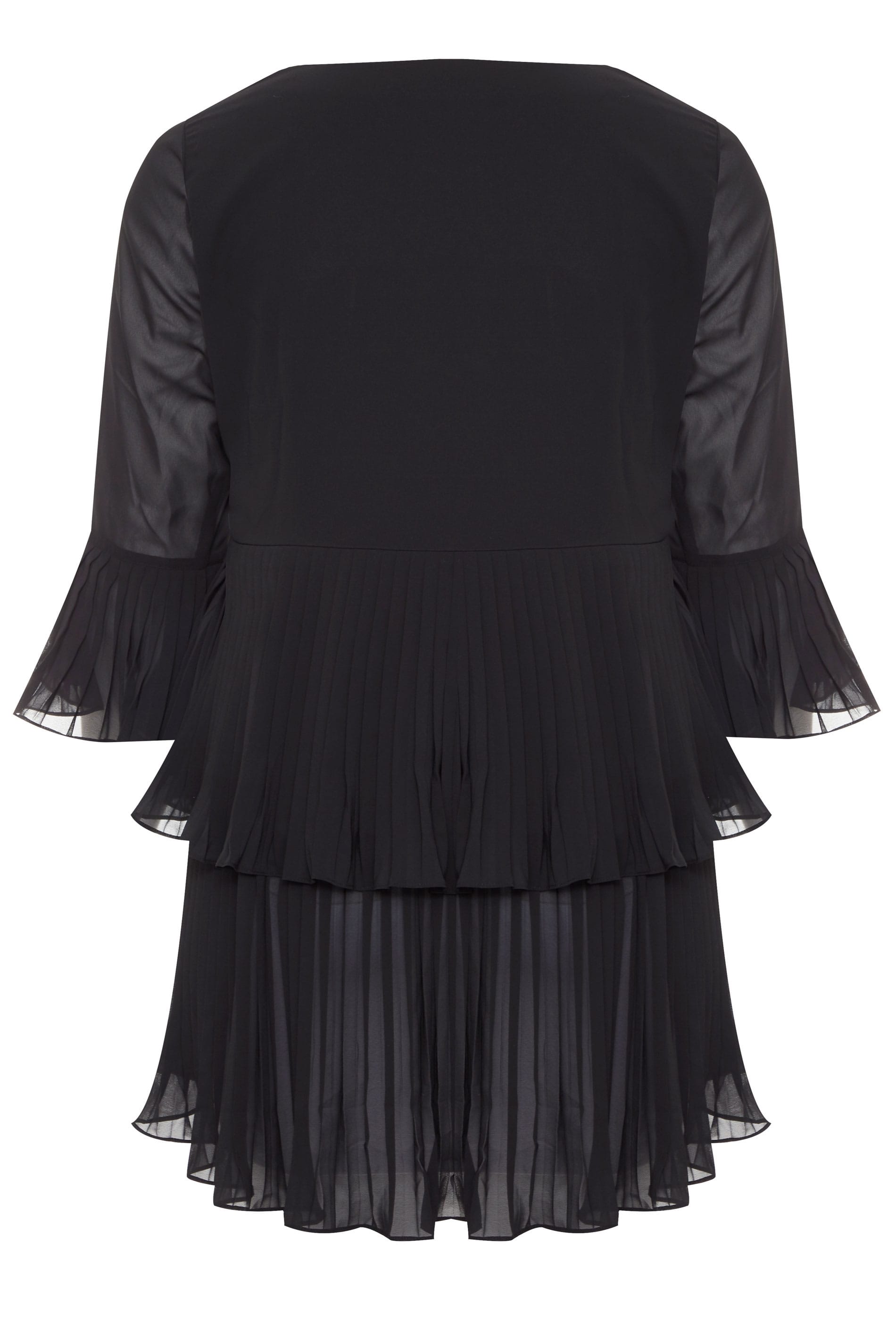 YOURS LONDON Black Double Layer Pleated Blouse | Yours Clothing