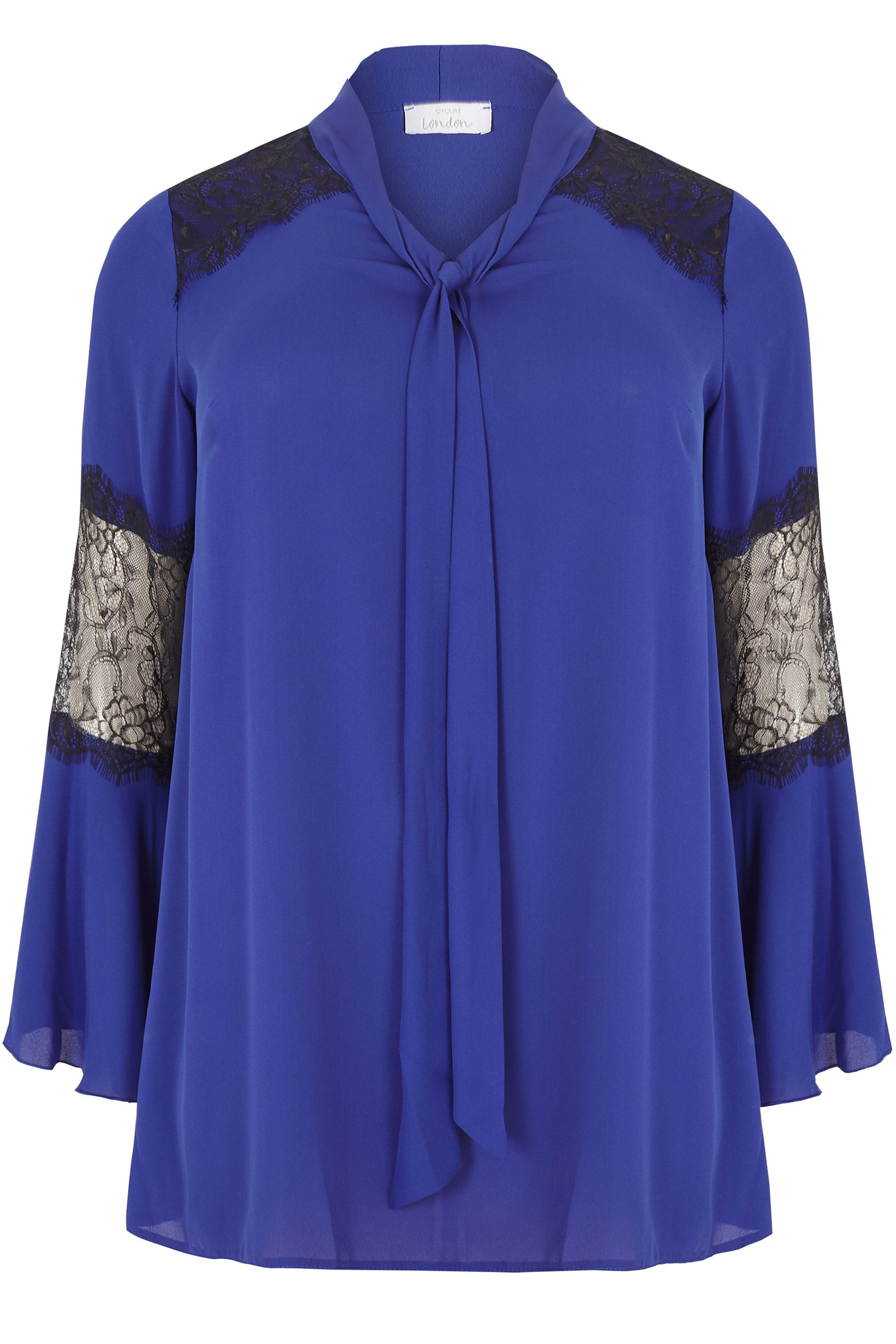 YOURS LONDON Cobalt Blue Pussy Bow Chiffon Blouse, plus size 16 to 32