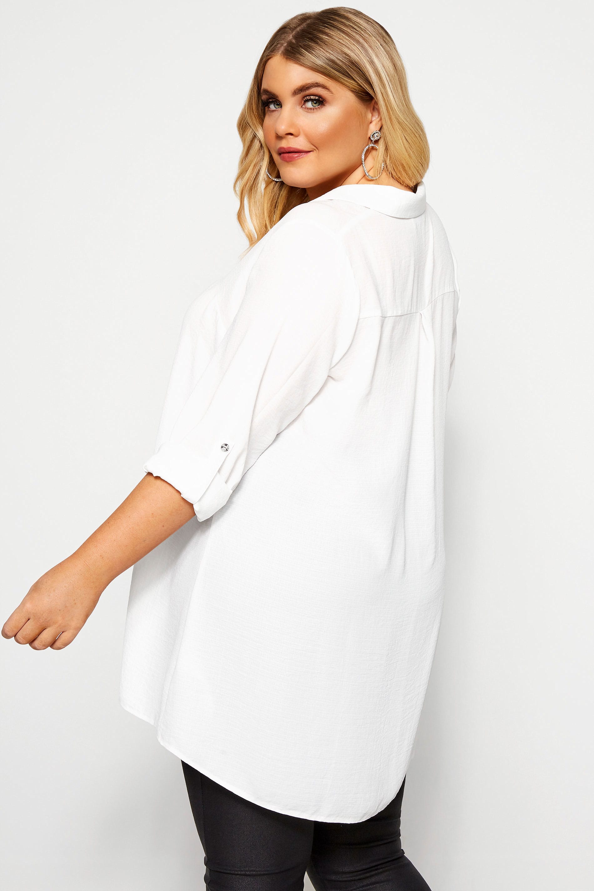 YOURS LONDON White Linen Look Overhead Shirt | Yours Clothing